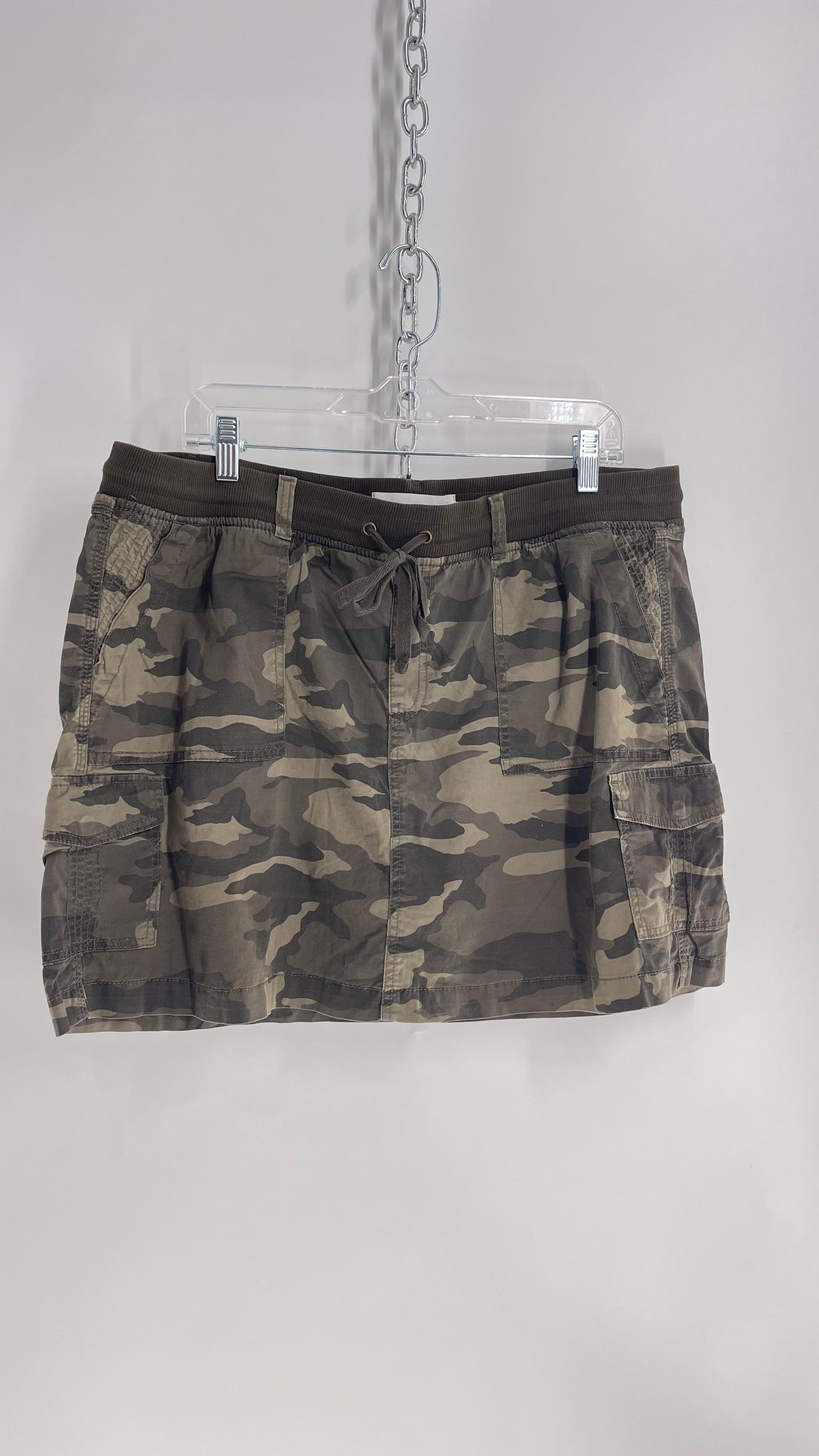 Vintage Camo Mini Skirt with Cargo Side Pockets (XL)