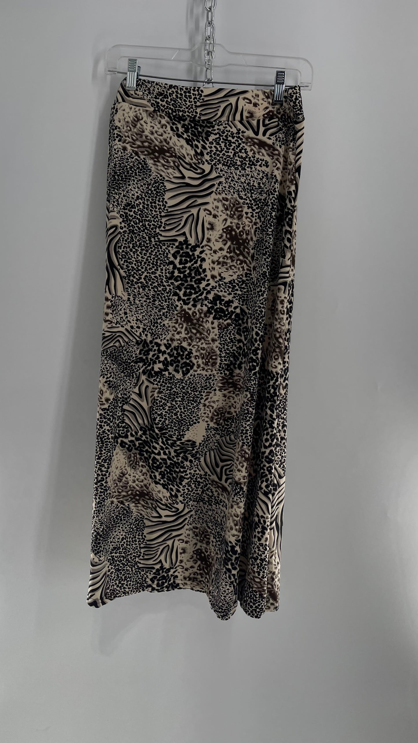 Vintage 1990s BUZZ Leopard Animal Print Full Length Skirt (Medium)