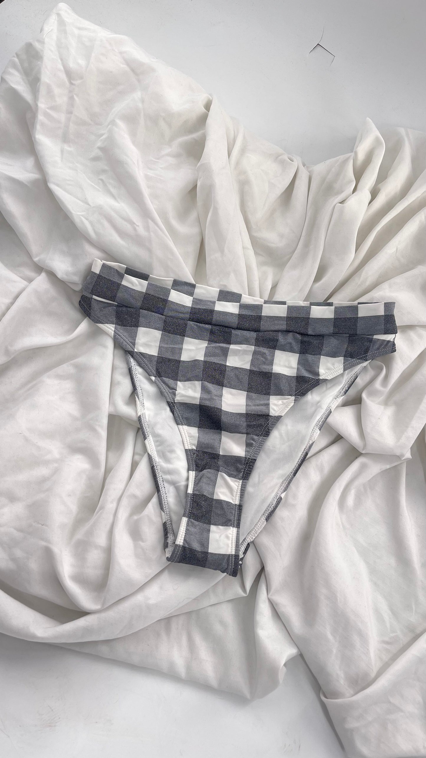 Urban Outfitters Out From Under Gray Glitter Gingham/Picnic 90s Cut Swim Bottoms (Medium)