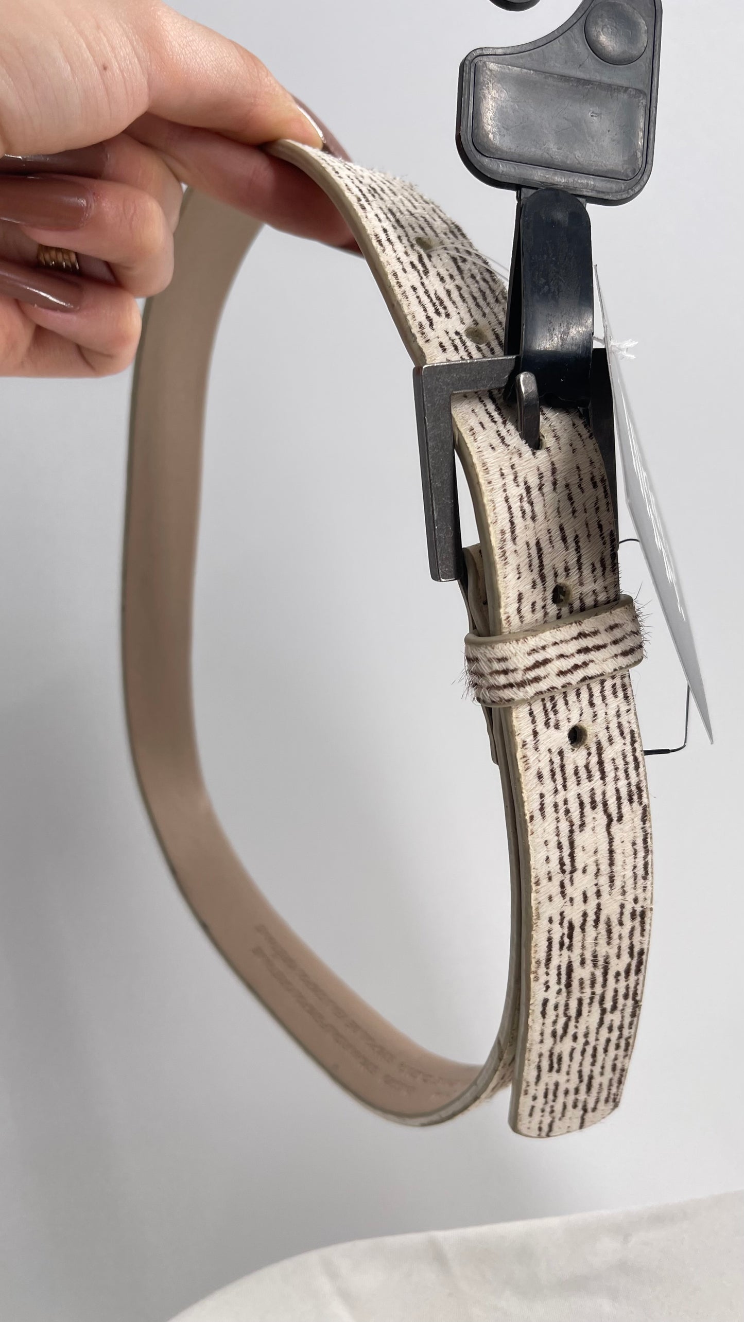 Urban Outfitters Calf Hair Beige Skinny Belt (Small)