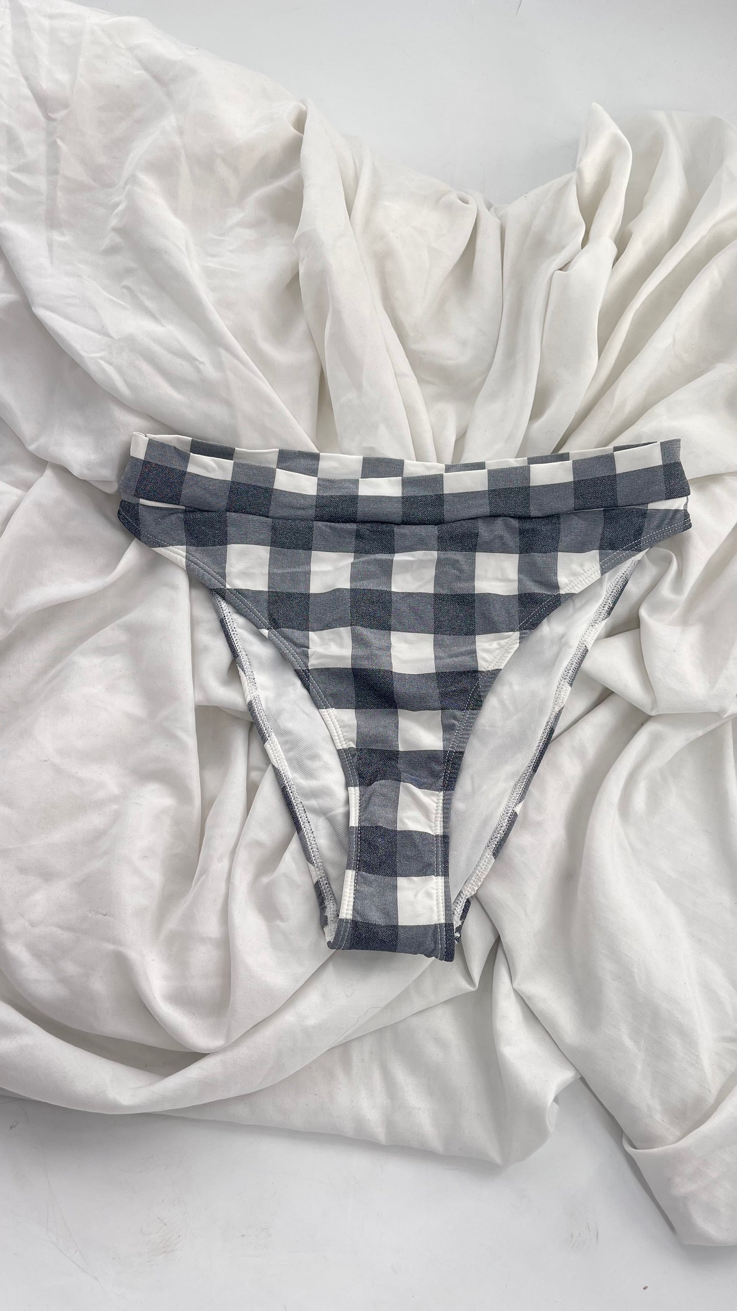 Urban Outfitters Out From Under Gray Glitter Gingham/Picnic 90s Cut Swim Bottoms (Medium)