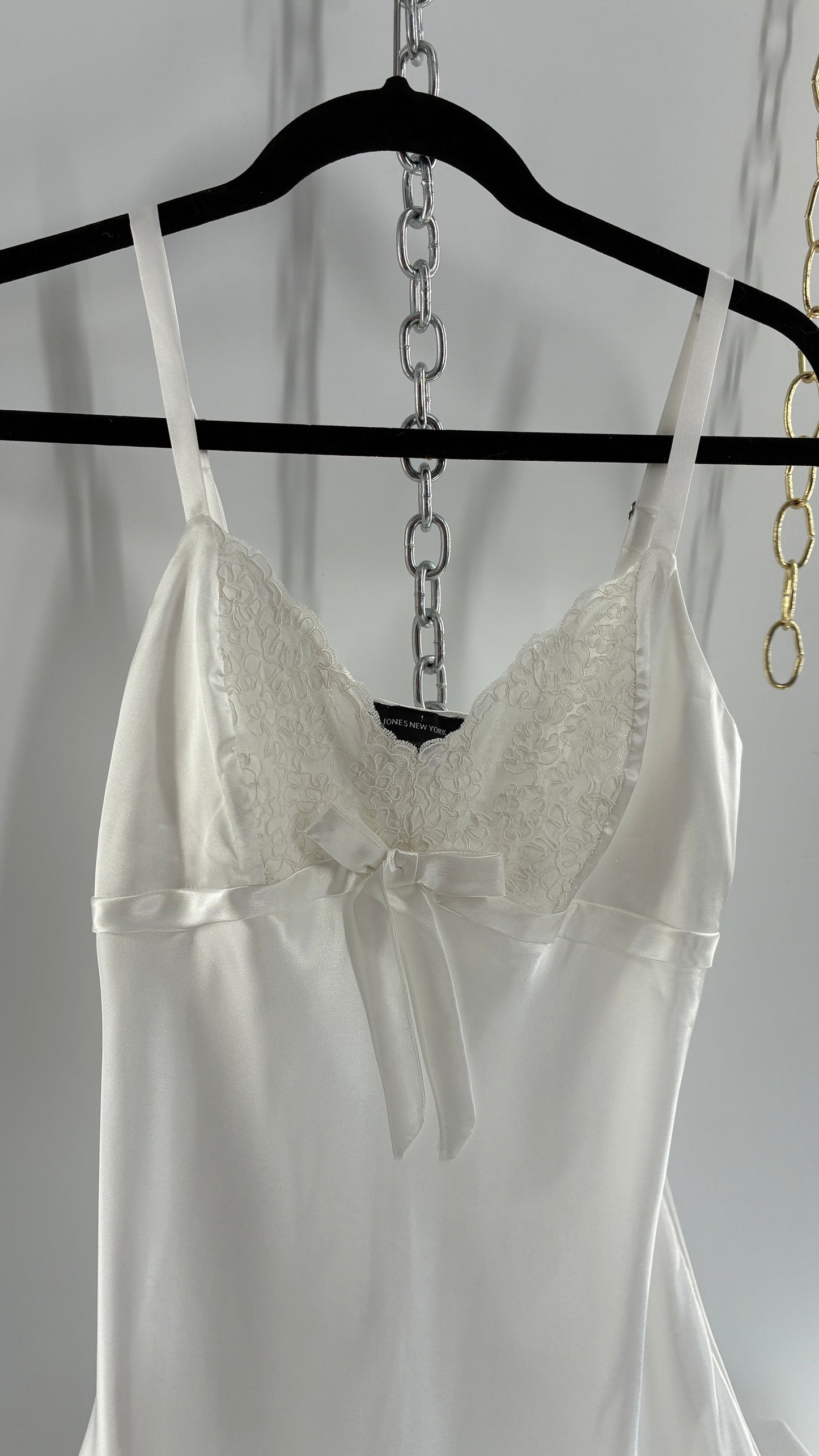 Vintage JONES NEW YORK White Slip Mini Dress (Small)