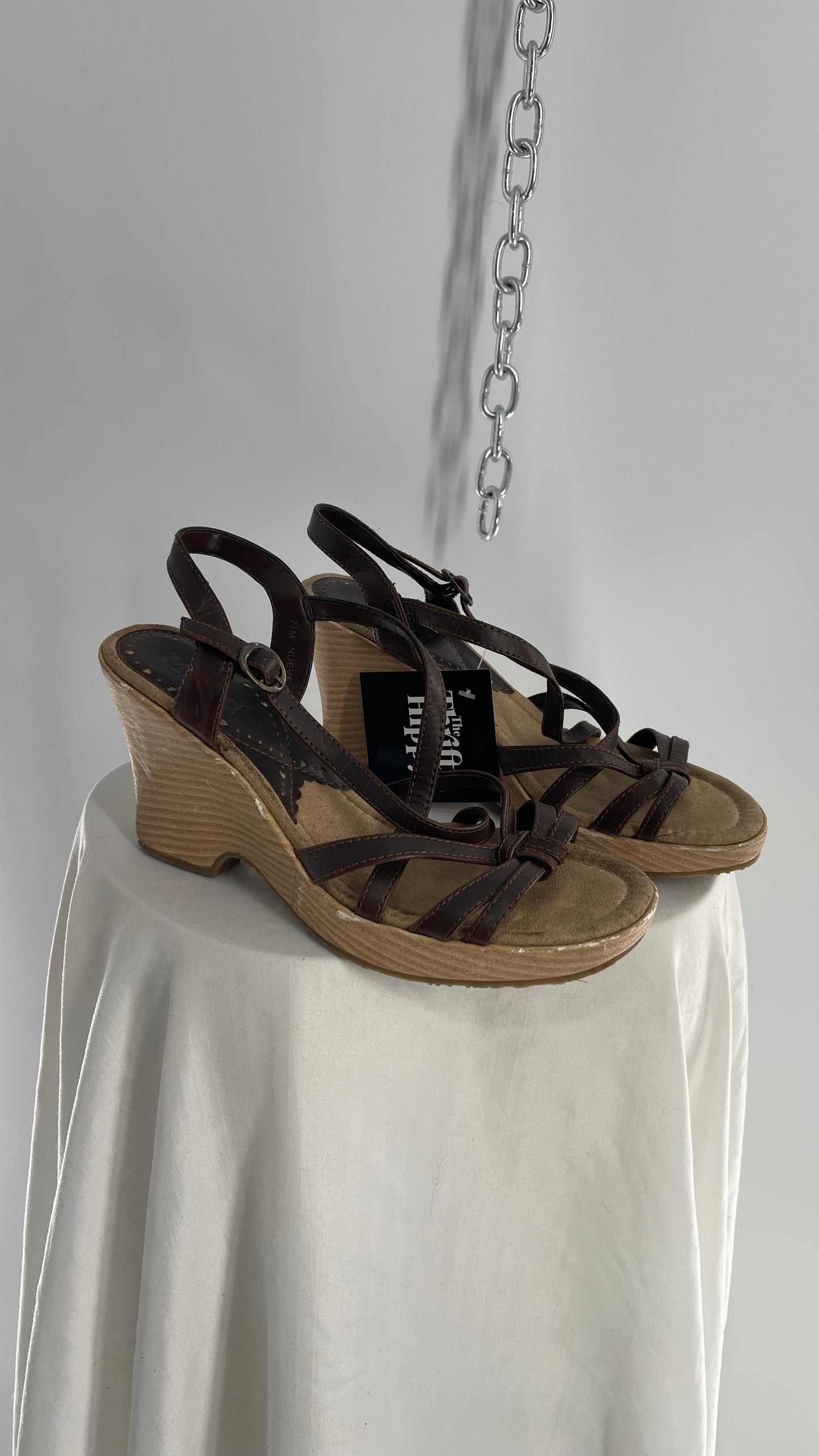 Vintage Mudd Leather Strappy Wedge Heel (7.5)