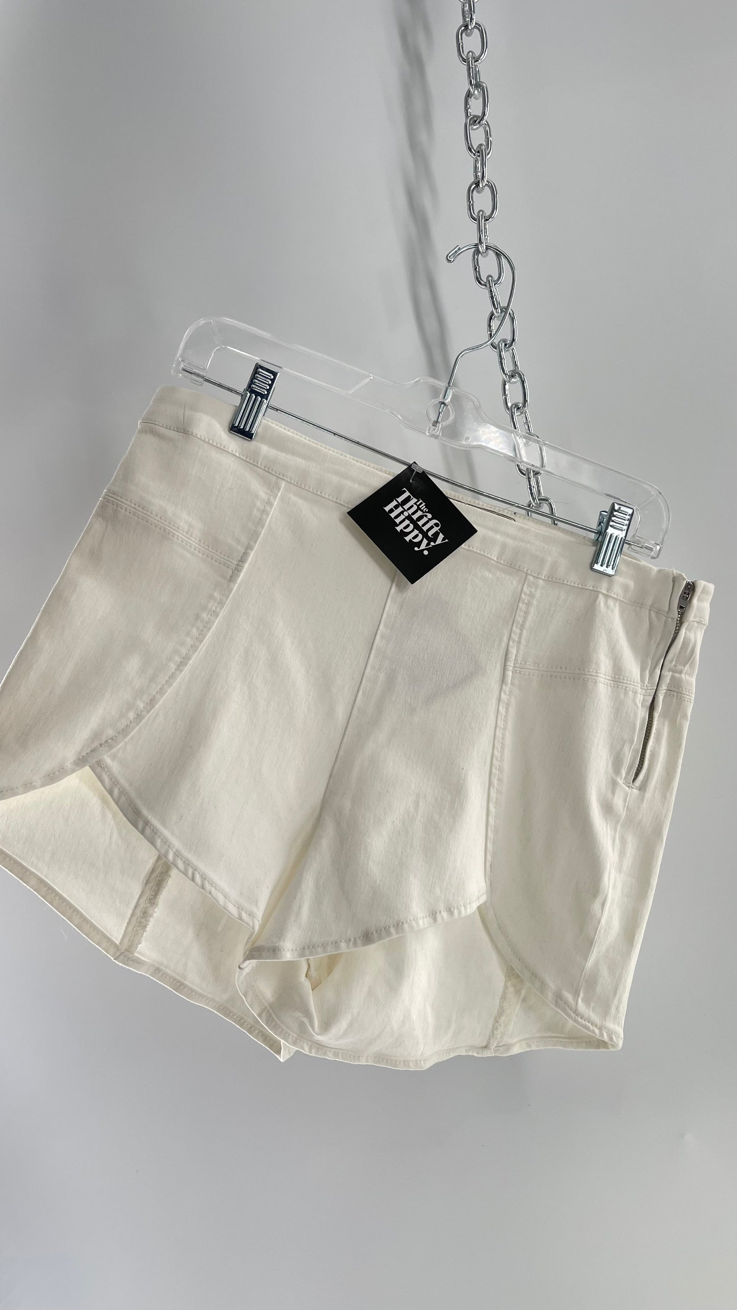 Free People White Shorts with High Low Cut (31)