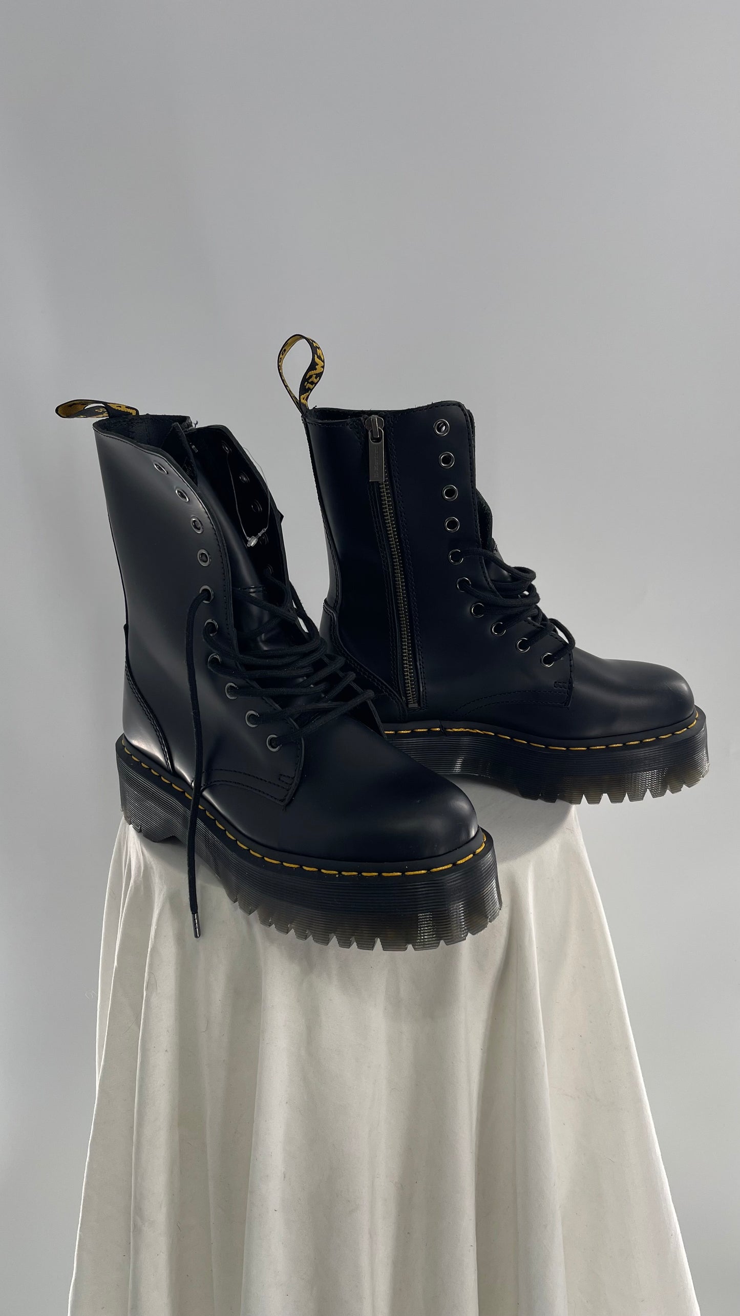 Doc Martens JADON HI Black Patent Leather Platform Boots (8)