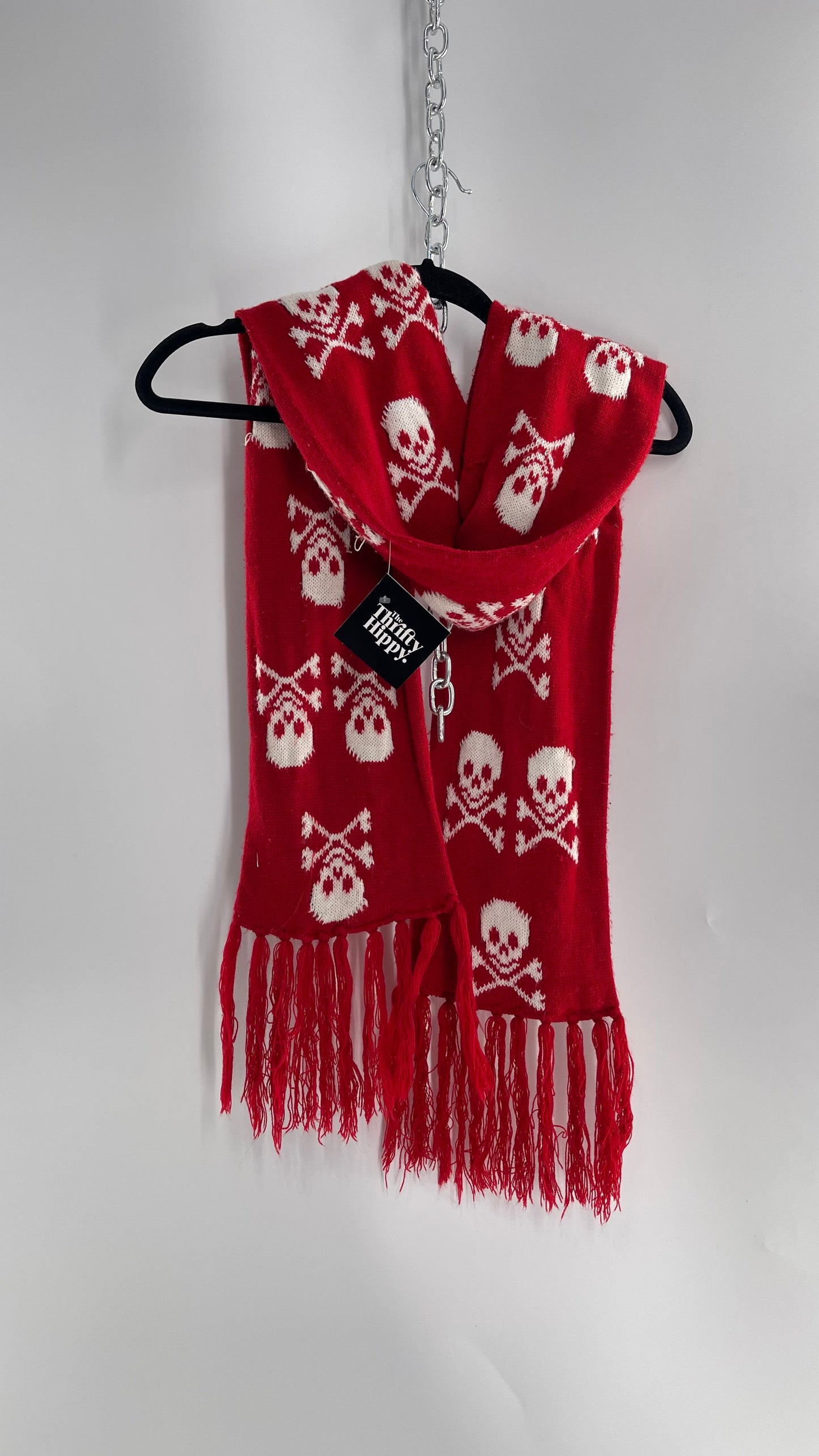 Emo Raggedy Red Skull Scarf (C)