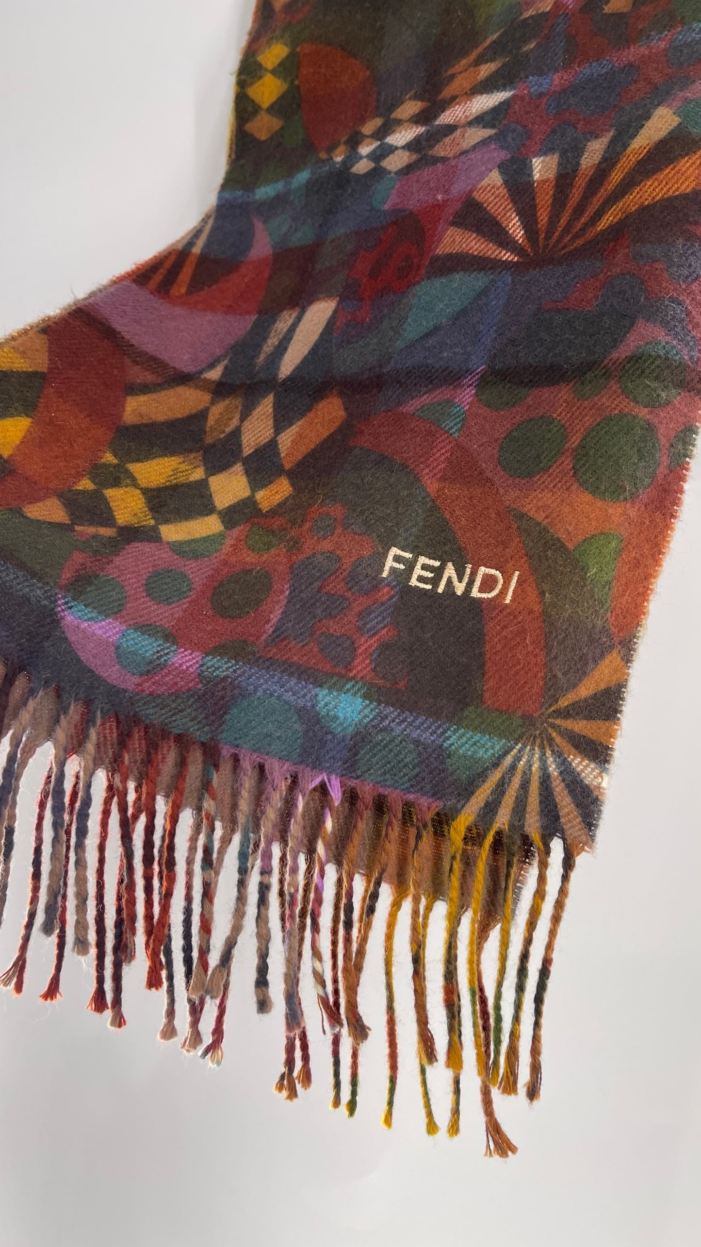 Vintage FENDI Abstract Autumnal Tone Scarf, Unauthenticated