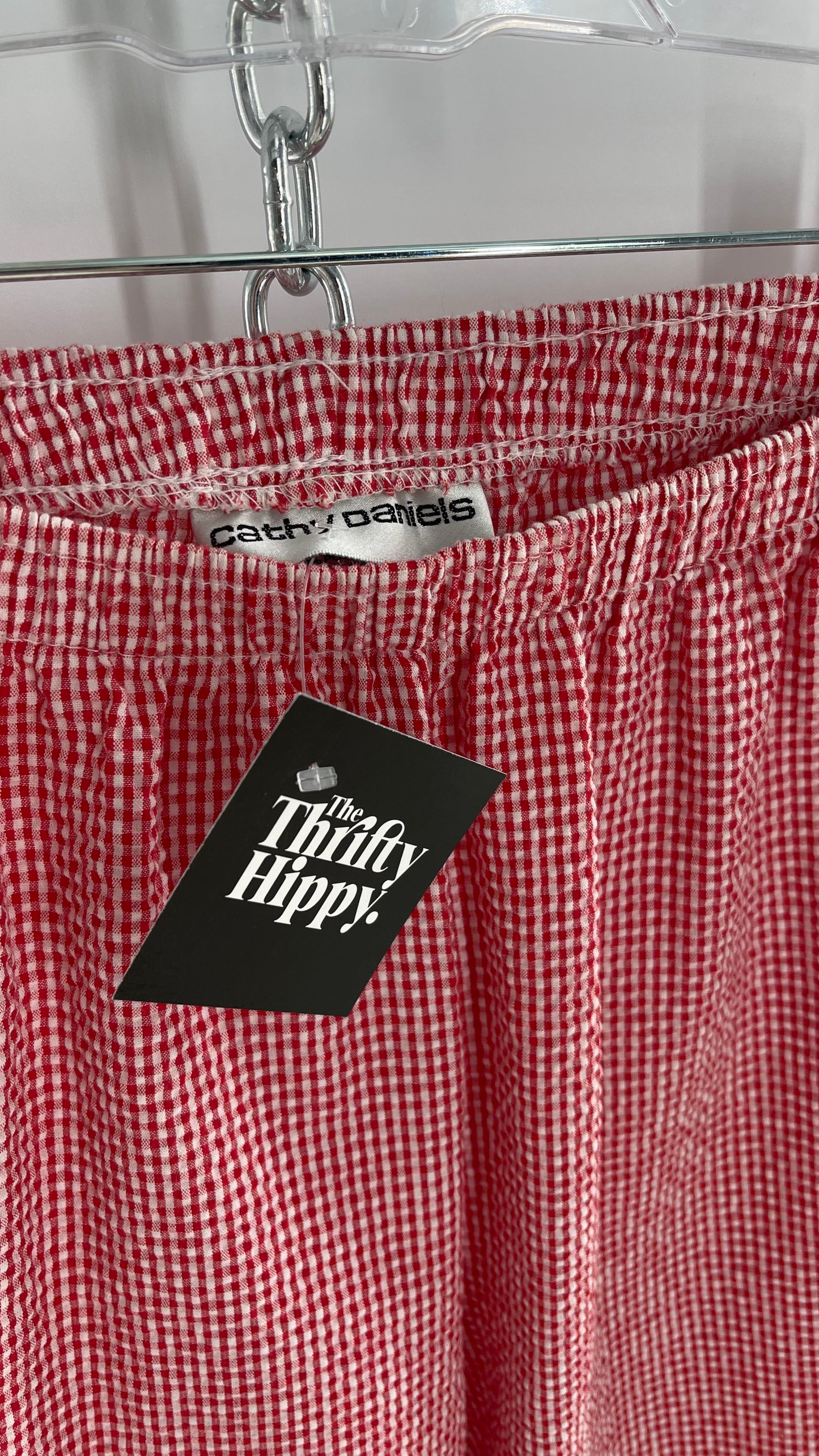 Vintage Red and White Gingham Picnic Cropped Pants (L)