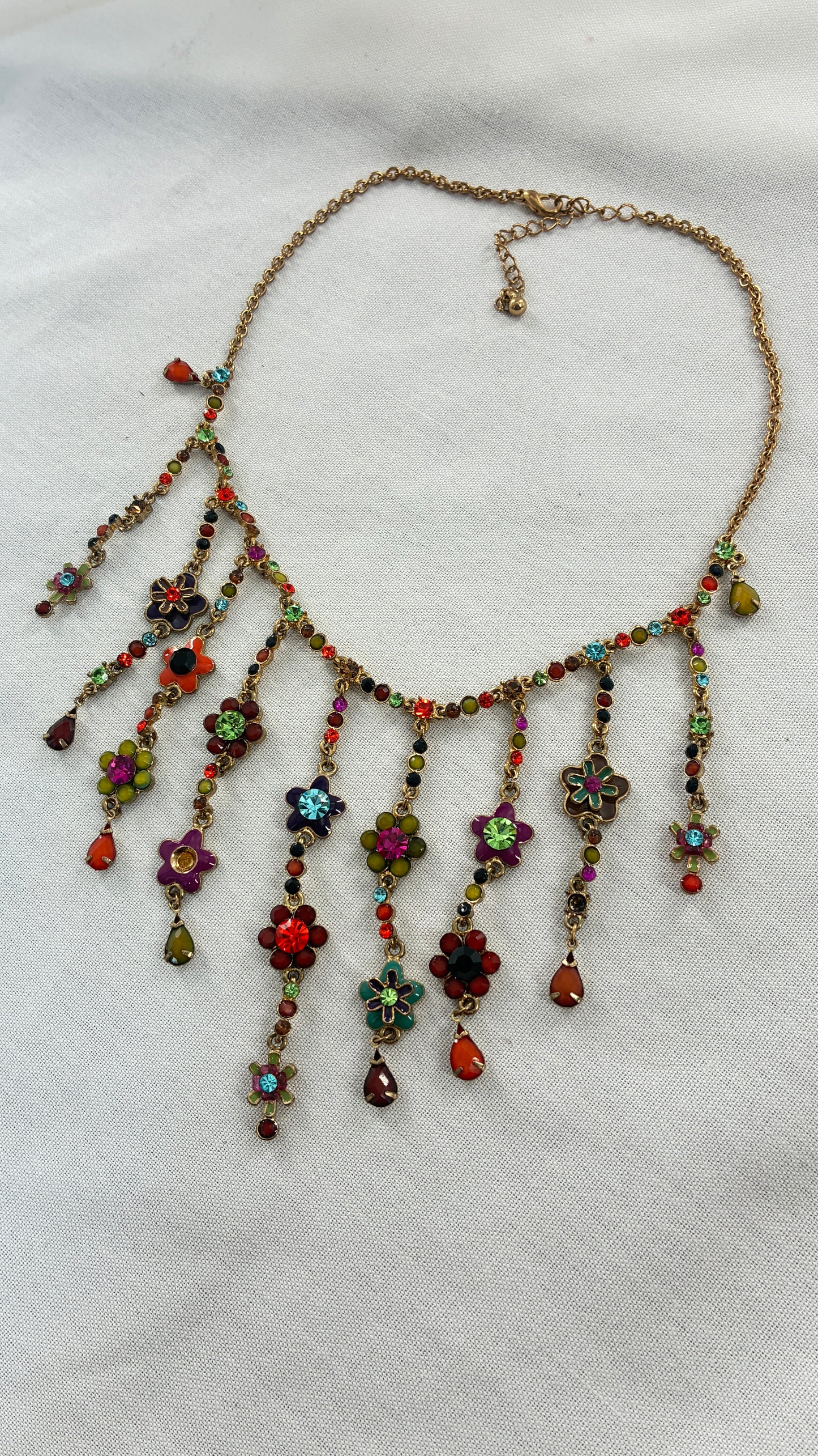 Vintage MICHAEL NEGRIN f Cascading Florals Gemstone Necklace