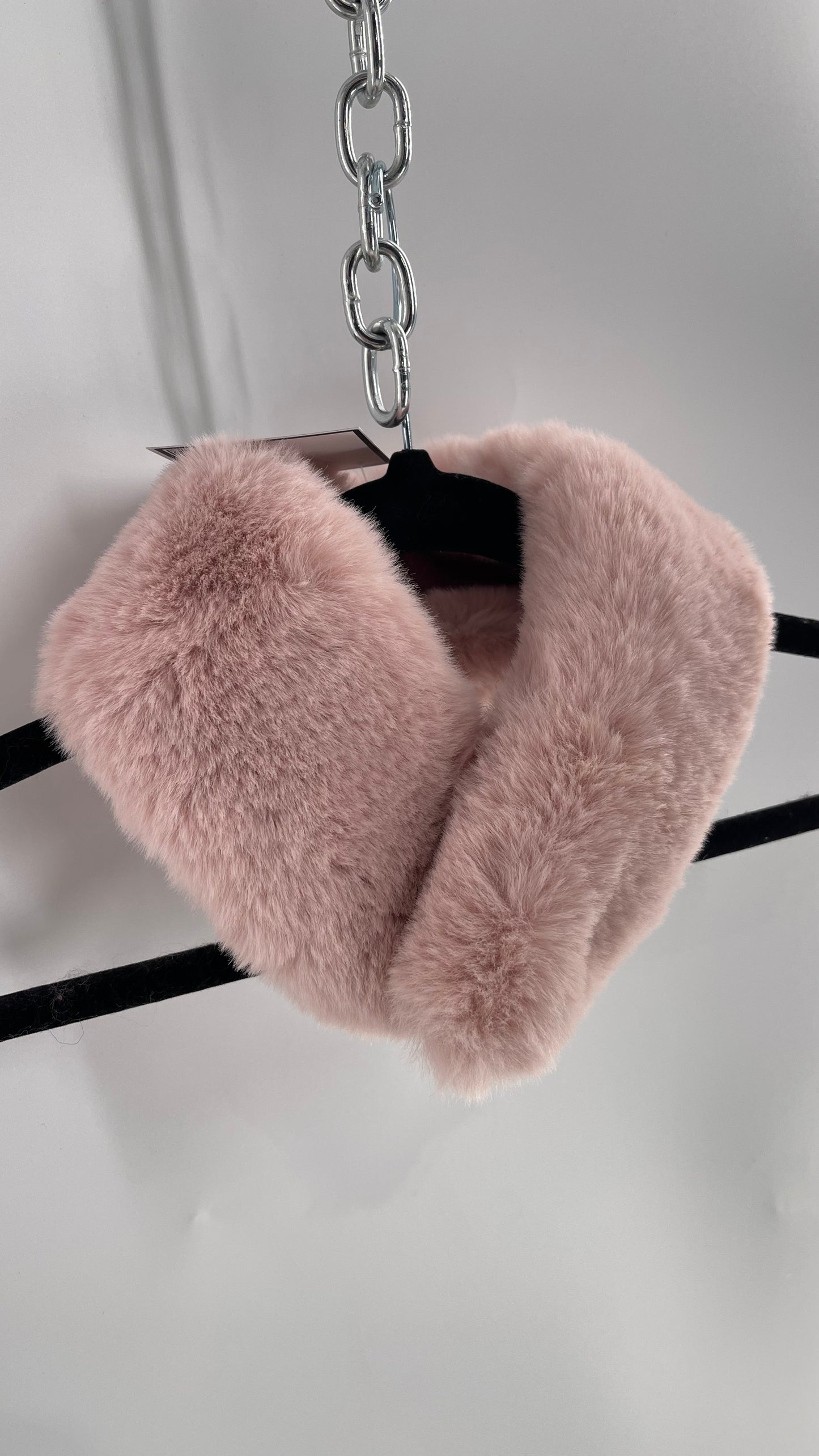 Muted Pink Fur Collar/Neck Warmer with Velvet Lining