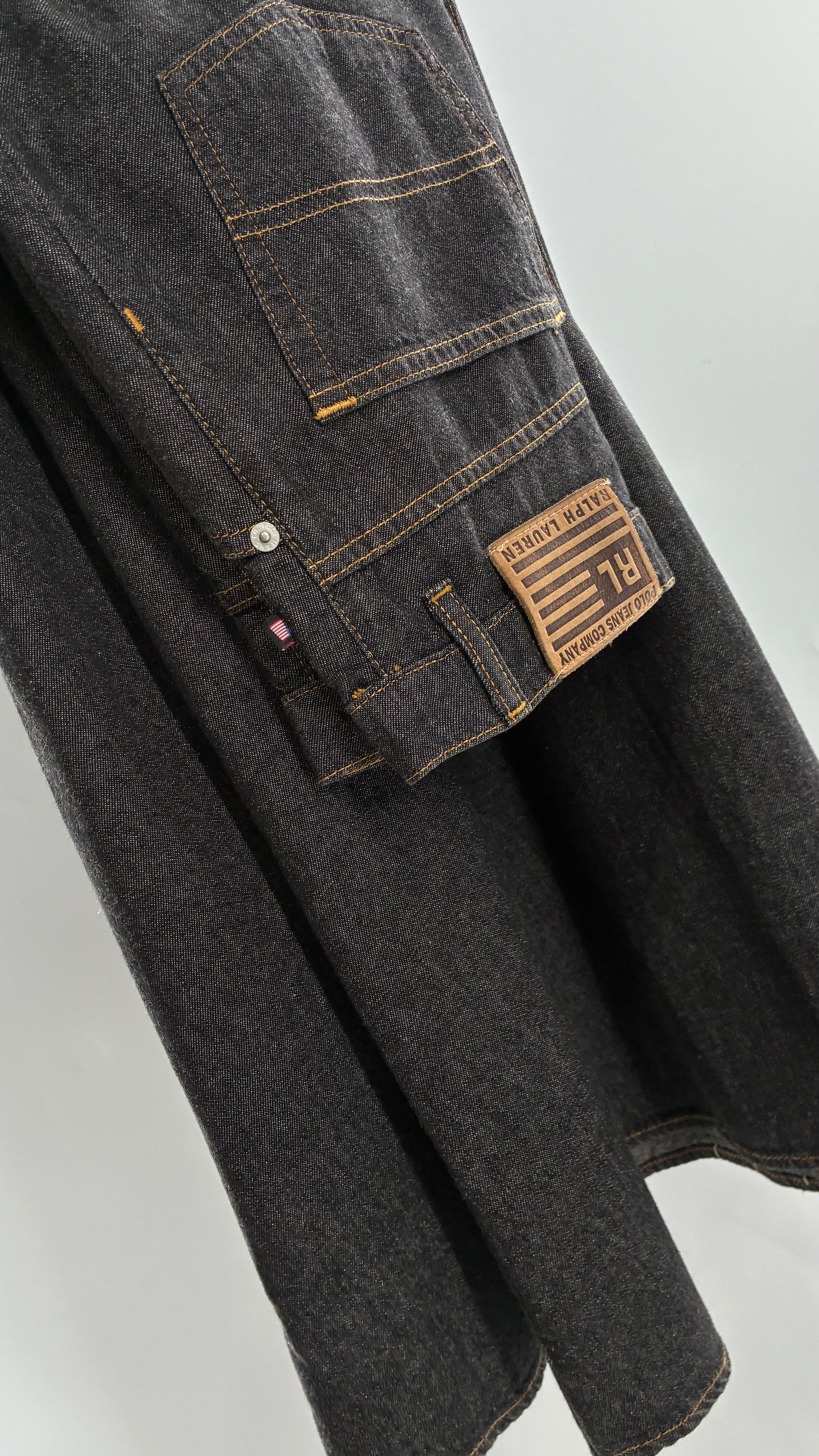 Vintage Ralph Lauren 100% Cotton Dark Wash Denim Full Length Skirt  (6)