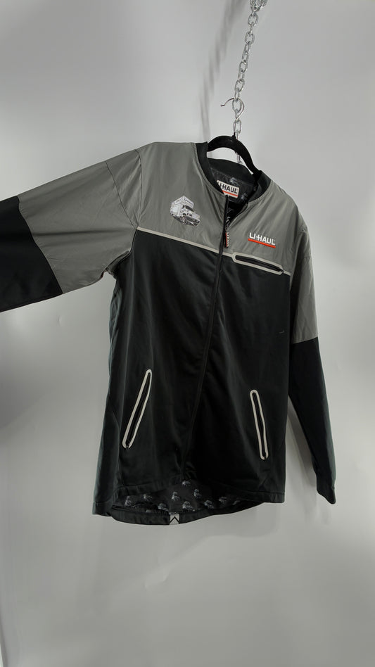 Vintage U-HAUL Embroidered Grey Wind Breaker (Medium)