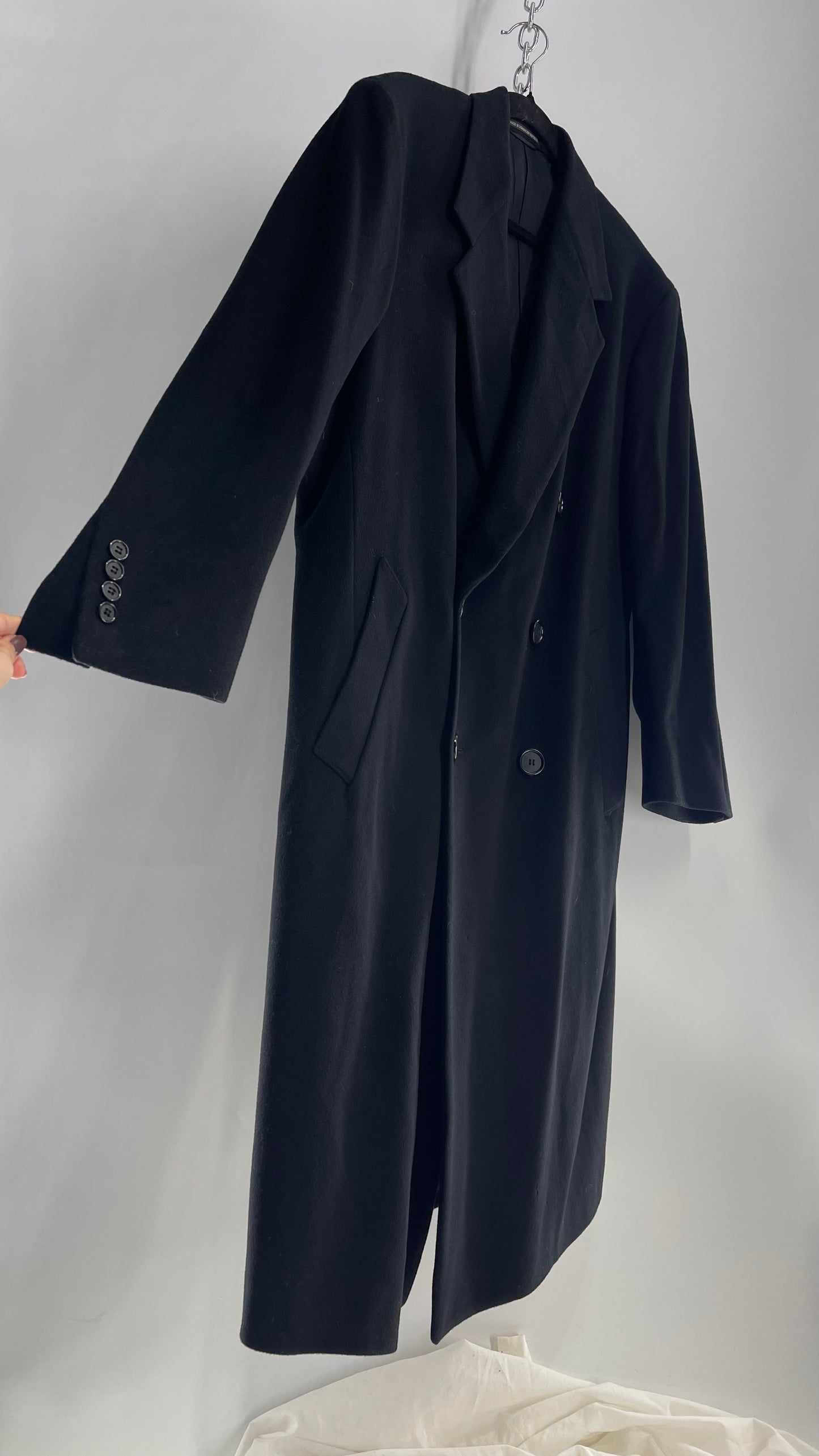 Vintage Black Wool Woven Coat Made in Dominican Republic (Large)