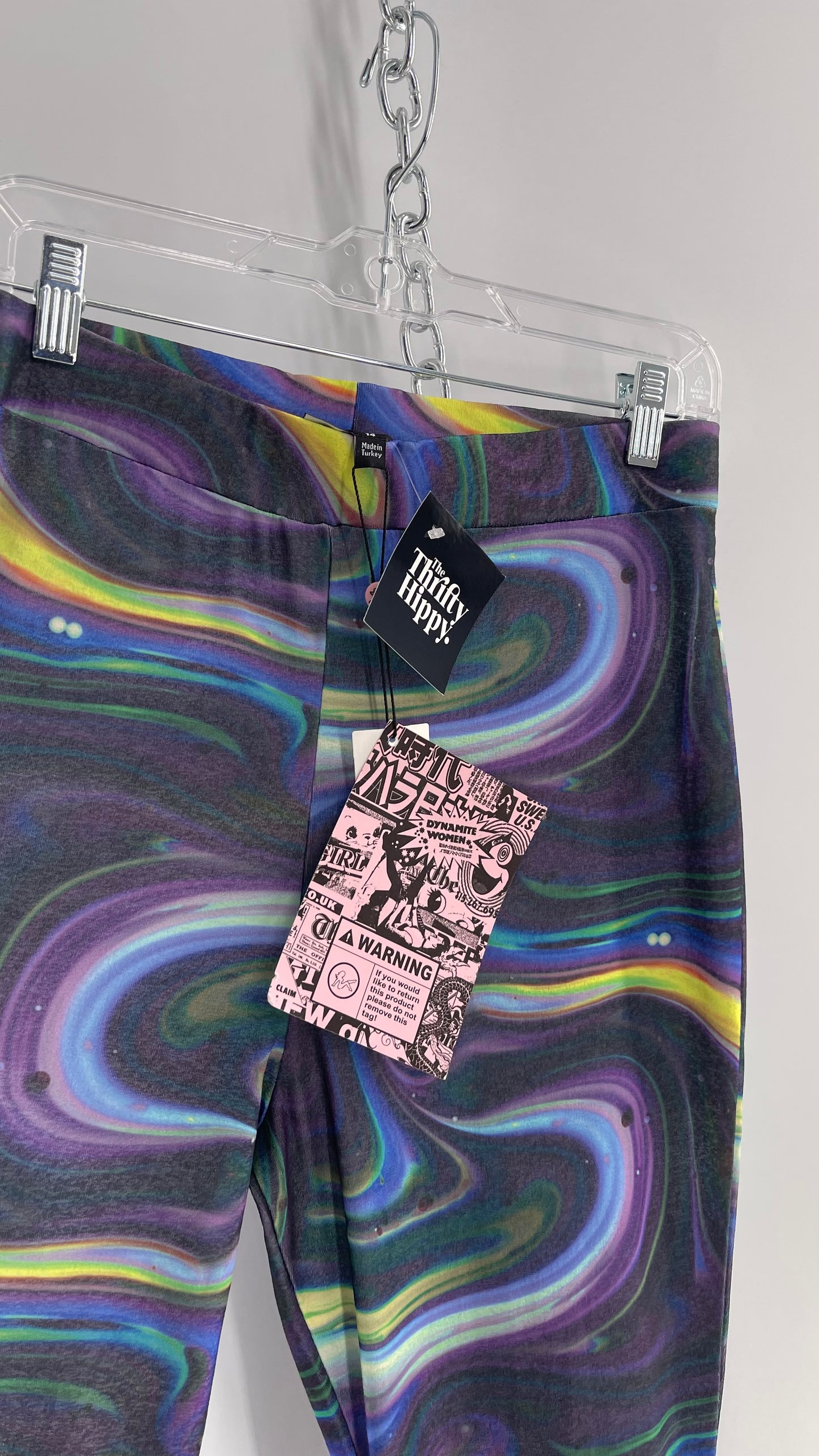 NGOrder Psychedelic Graphic Purple Blue Wavy Kickflare Pants with Tags Attached (14 XL)