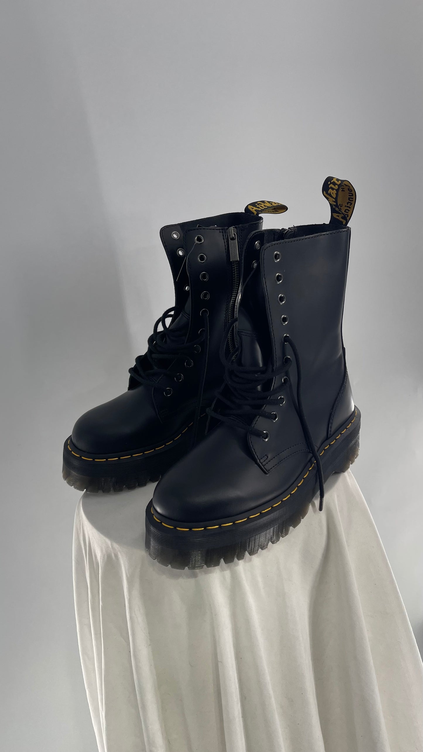 Doc Martens JADON HI Black Patent Leather Platform Boots (8)