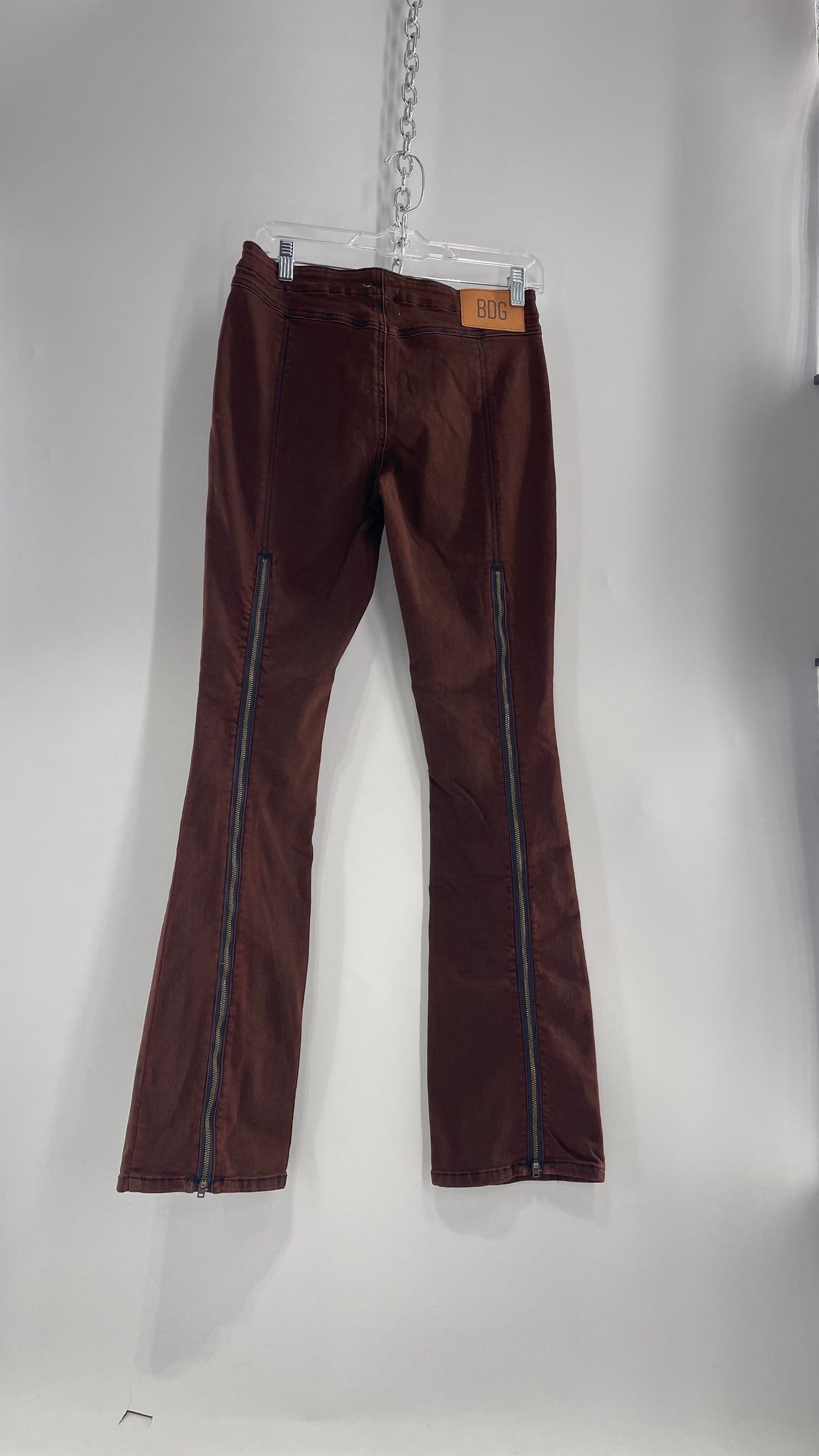 BDG Urban Outfitters Burn Out Brown Kick Flare with Thigh High Zipper Detail (27)