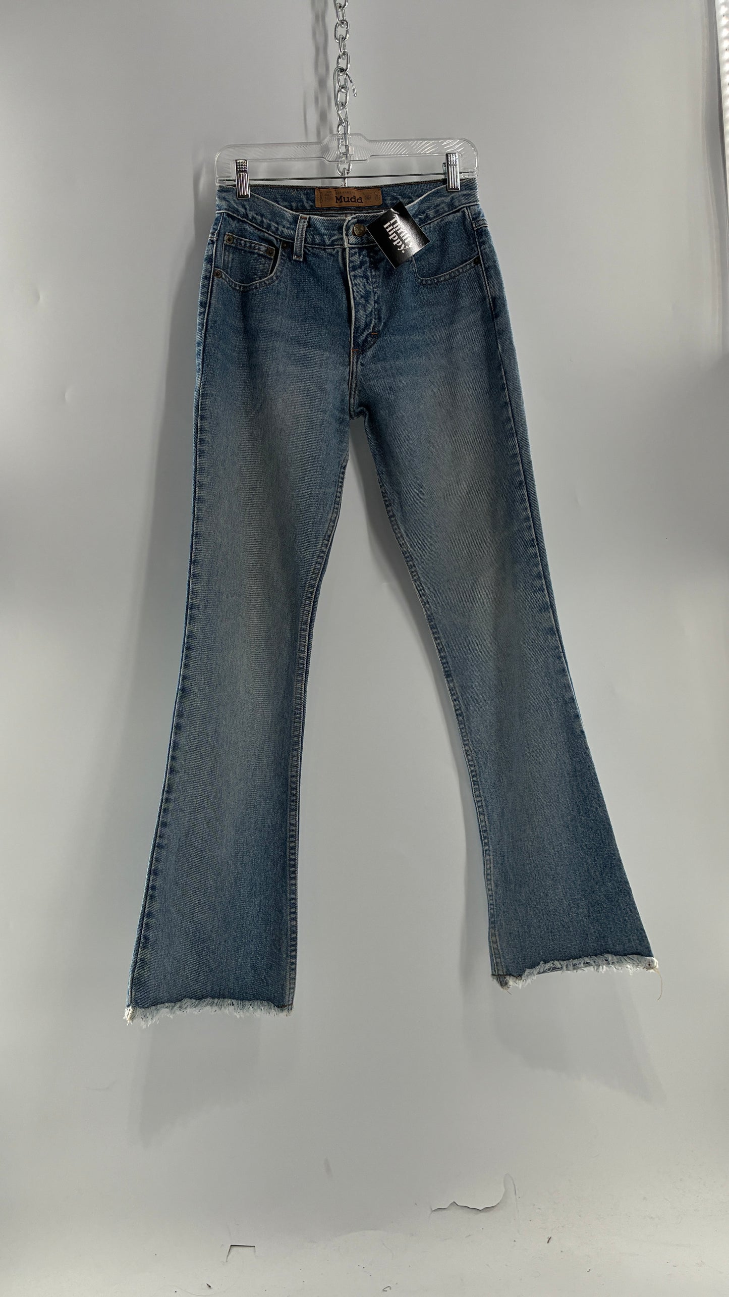 Vintage MUDD Light Wash Kick Flare Jeans with Oversized Jacron (7)