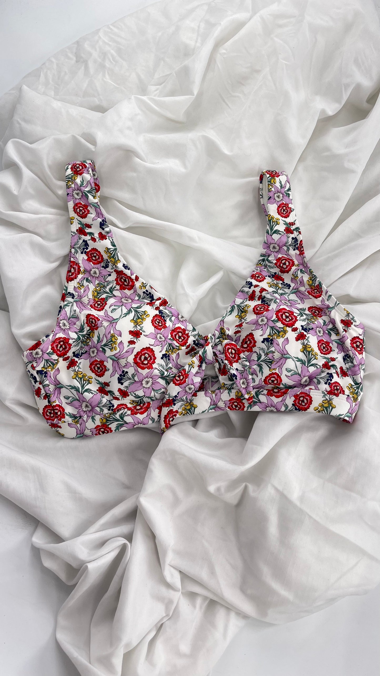 Anthropologie Floral Tie Bust Swim Top (XL)