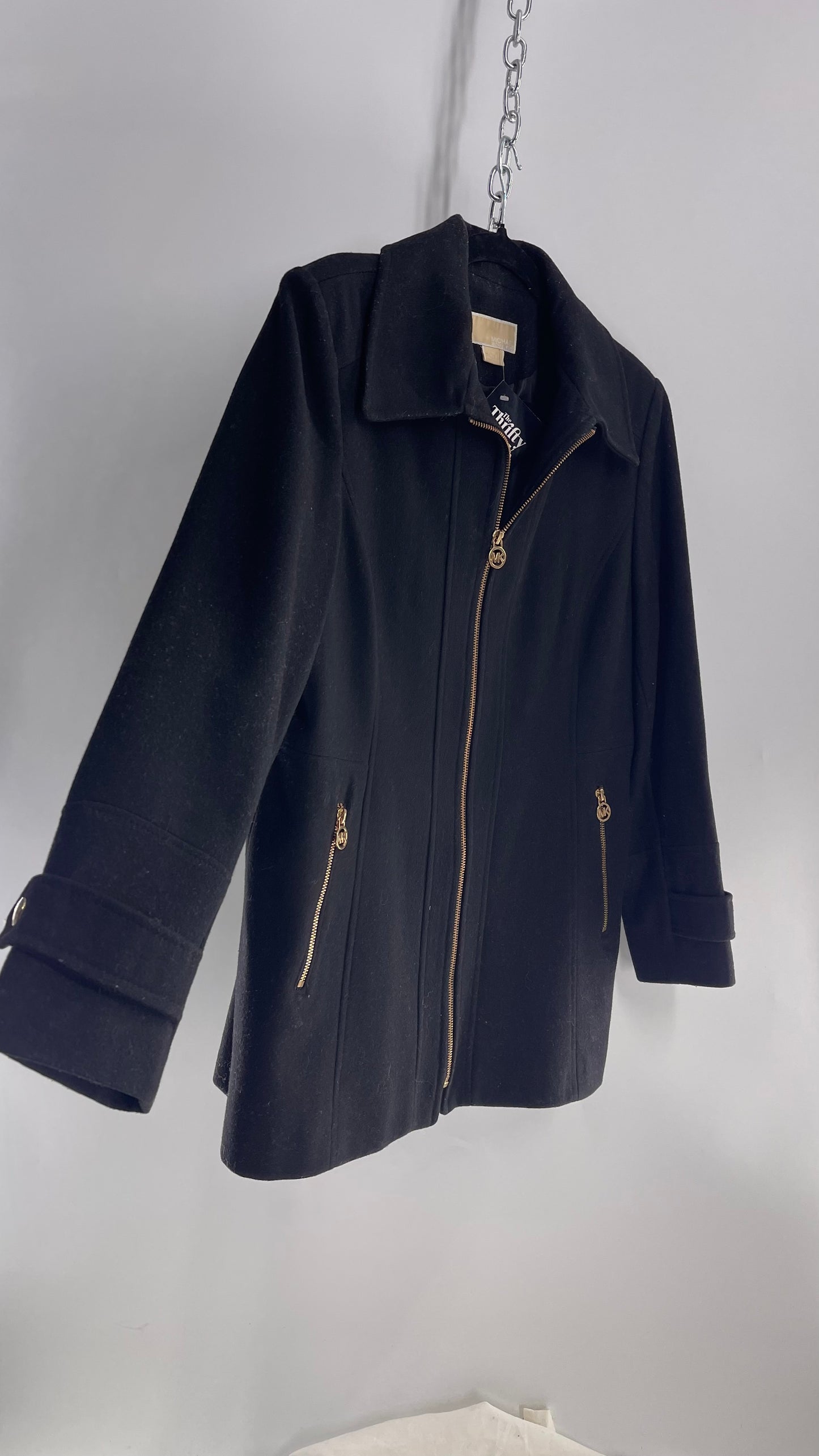 Michael Kors Black Wool Short Coat with Gold Details (14P)