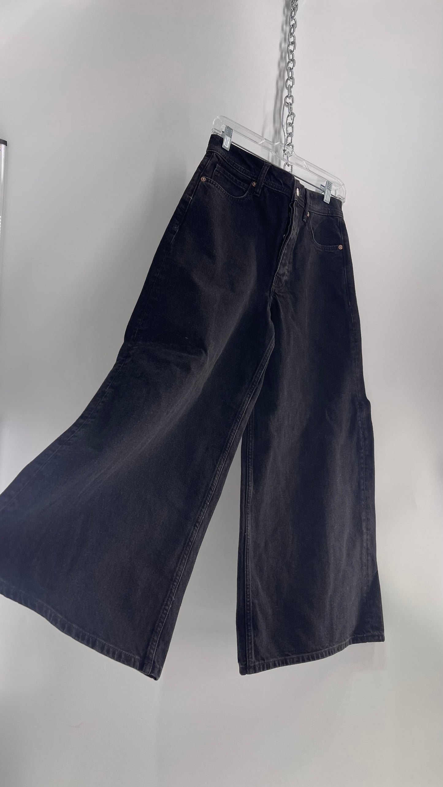 Free People Black Button Up Exaggerated Wide Leg Jeans (27)