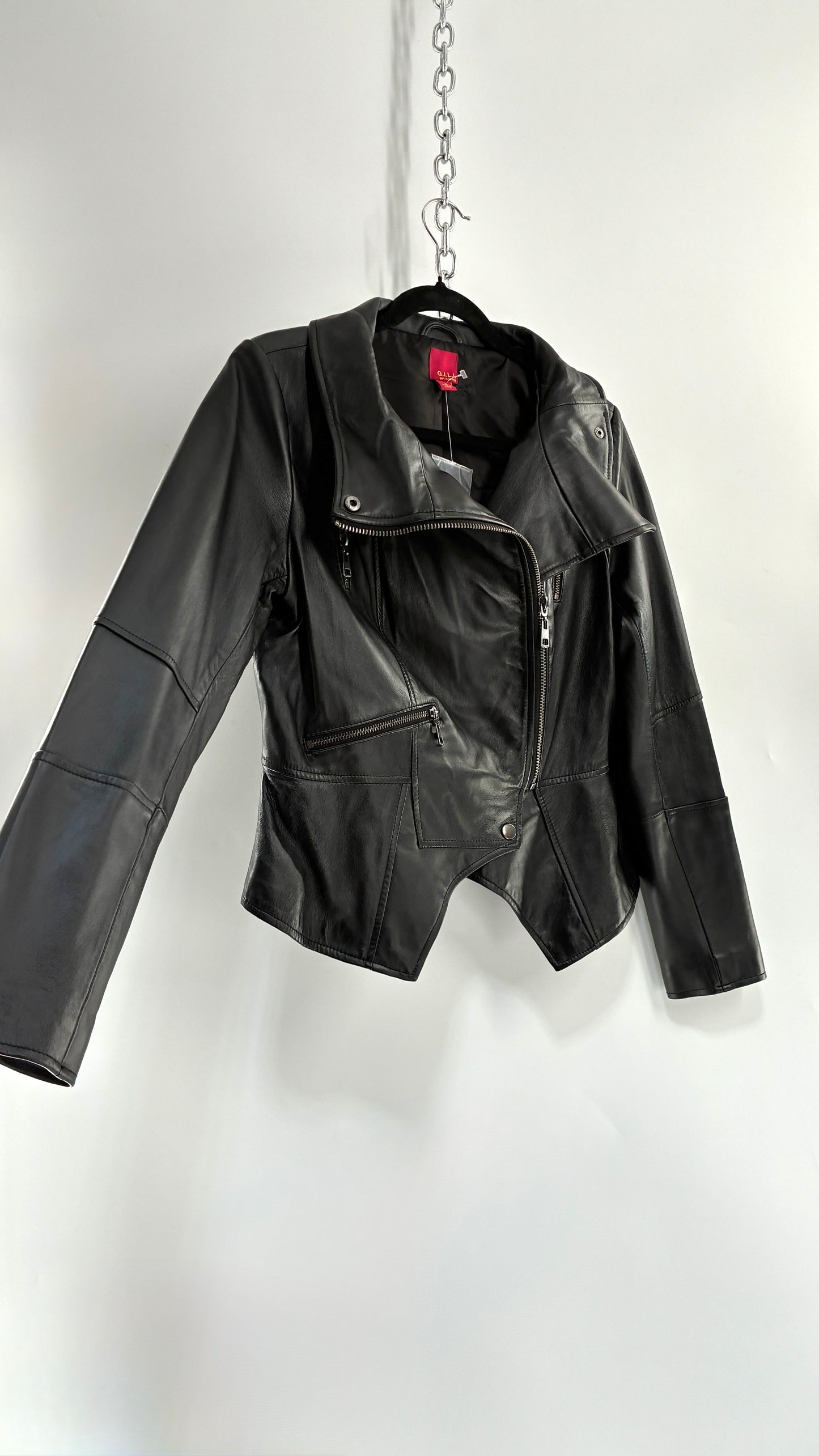 Deadstock Vintage GET IT LOVE IT Black Genuine Leather Motorcycle Style Jacket (10)