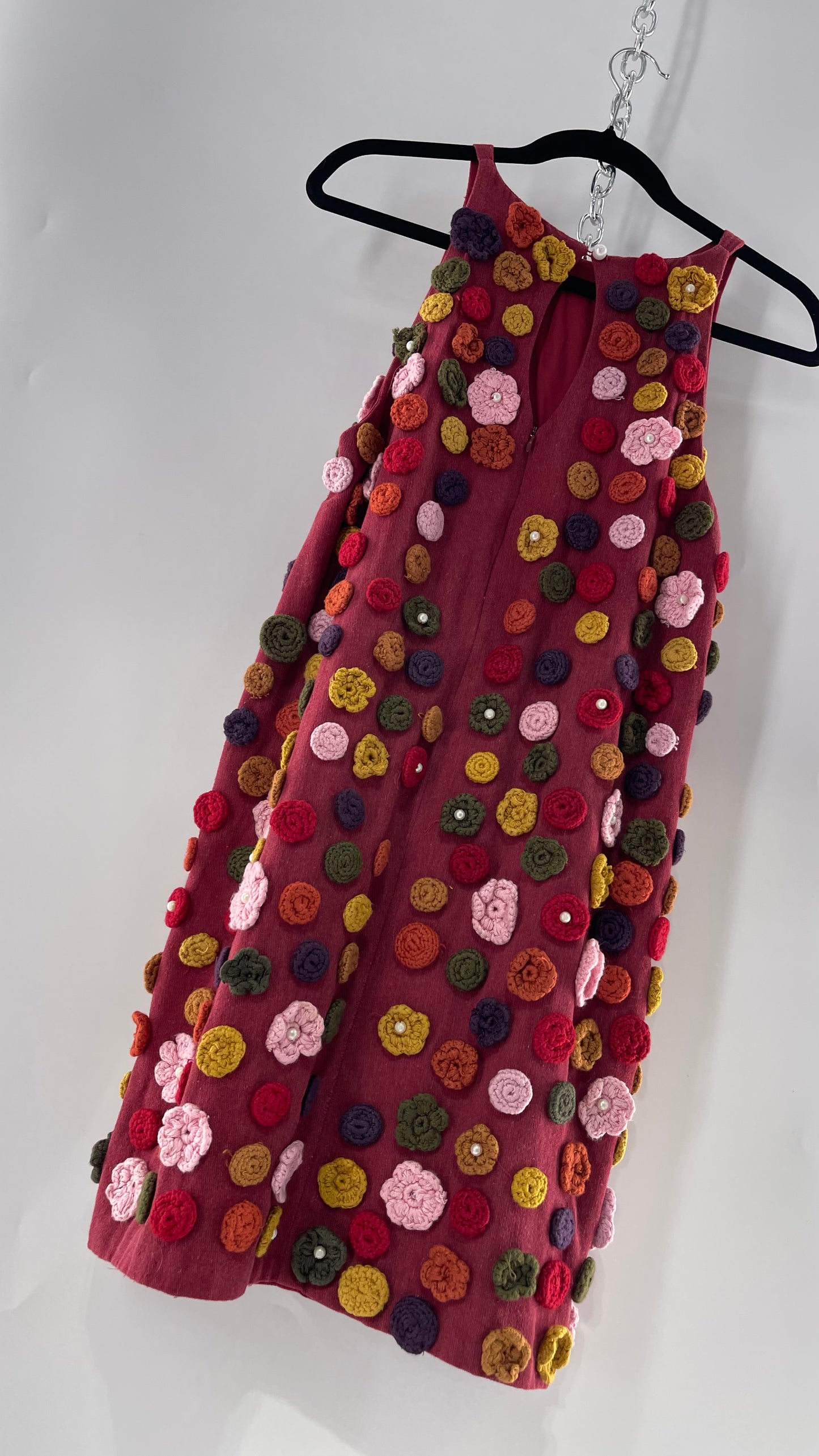 GUILD KALLOS Crochet Flower Appliqué Shift Dress (6)