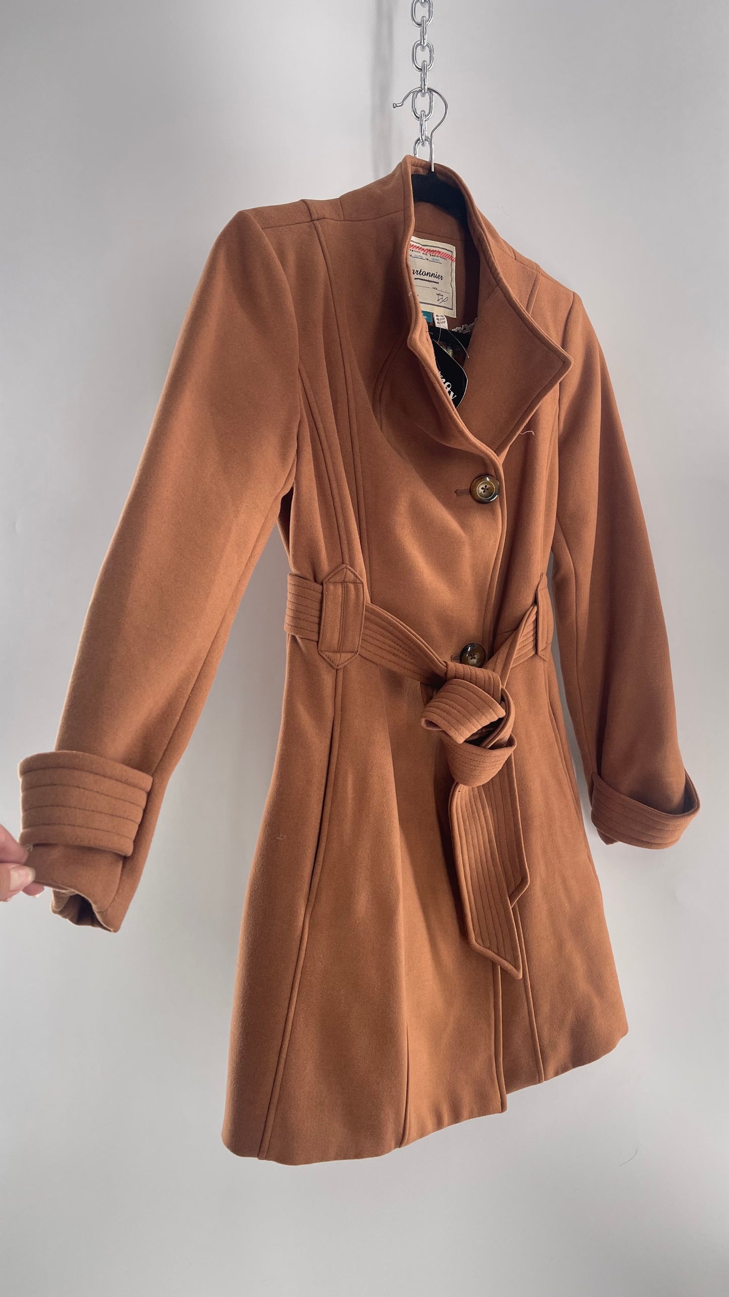 Anthropologie Cartonnier Rust/Brown Trench Coat with Satin Paisley Lining (6P)