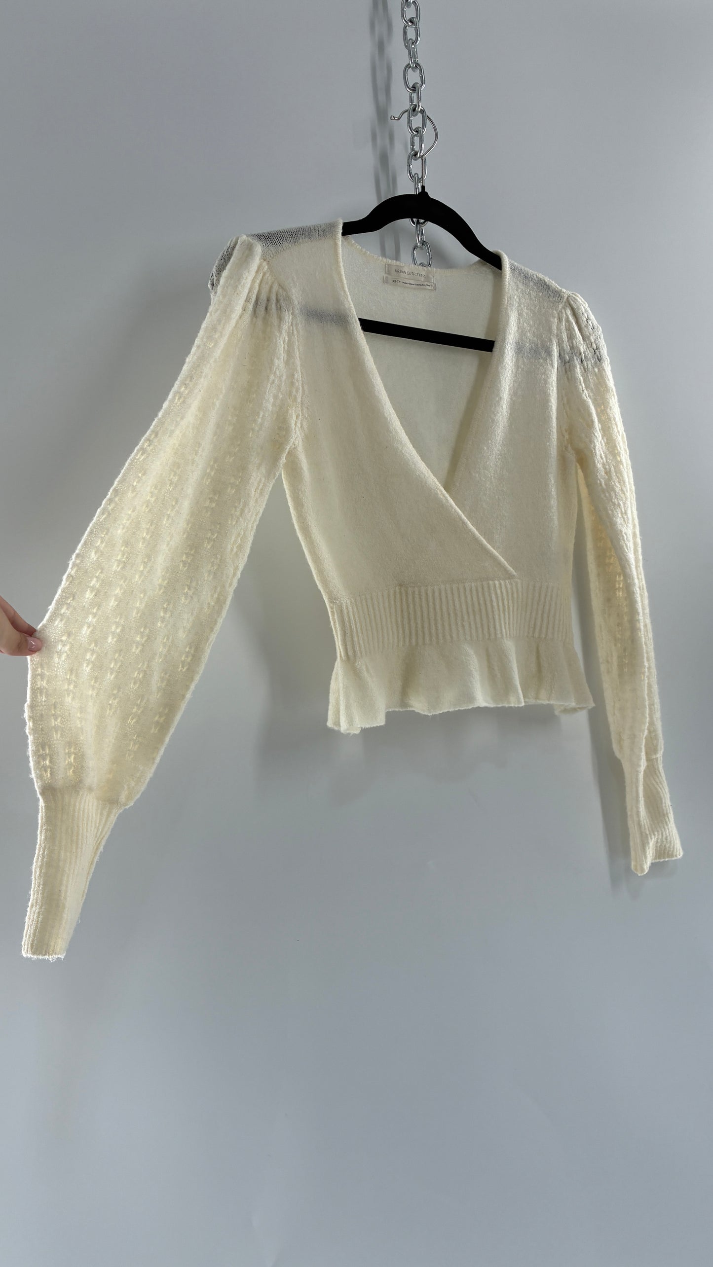 Urban Outfitters Ballerina Cross Over Bubble Sleeve Knit Top (XS)