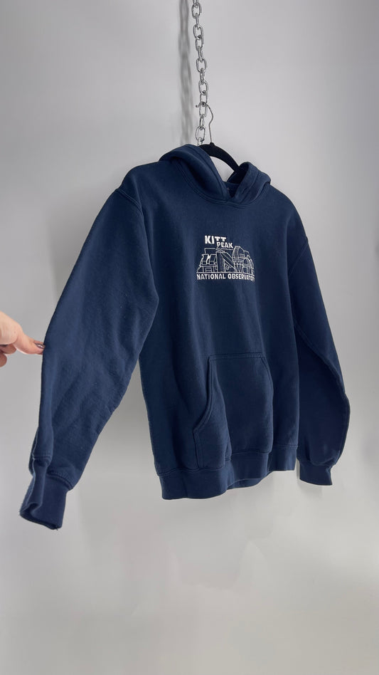 Vintage Kitt Peak National Observatory Navy Blue Embroidered Hoodie (Small)