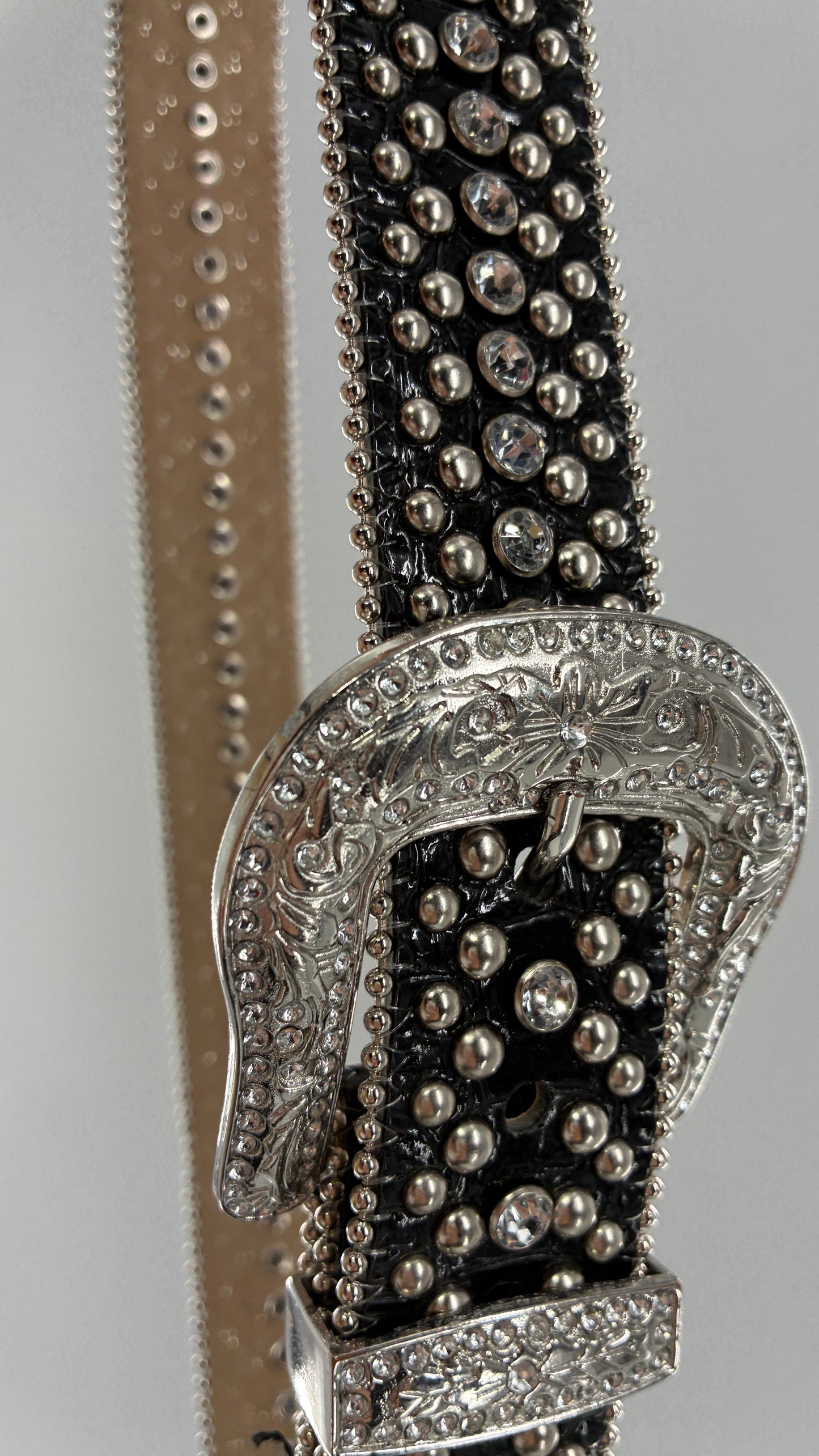 Vintage GUESS Black Rhinestone Studded Belt (Large)