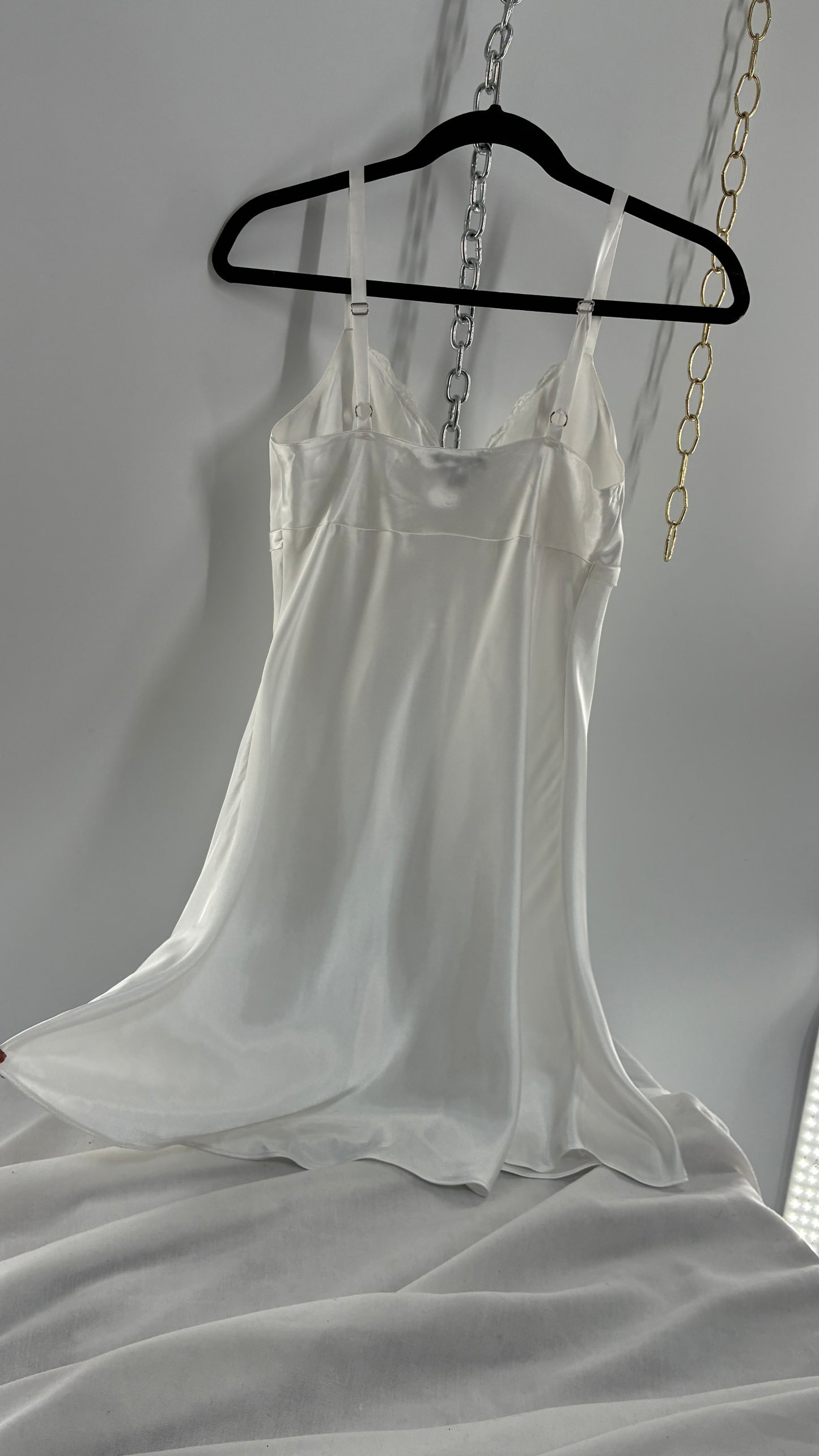 Vintage JONES NEW YORK White Slip Mini Dress (Small)