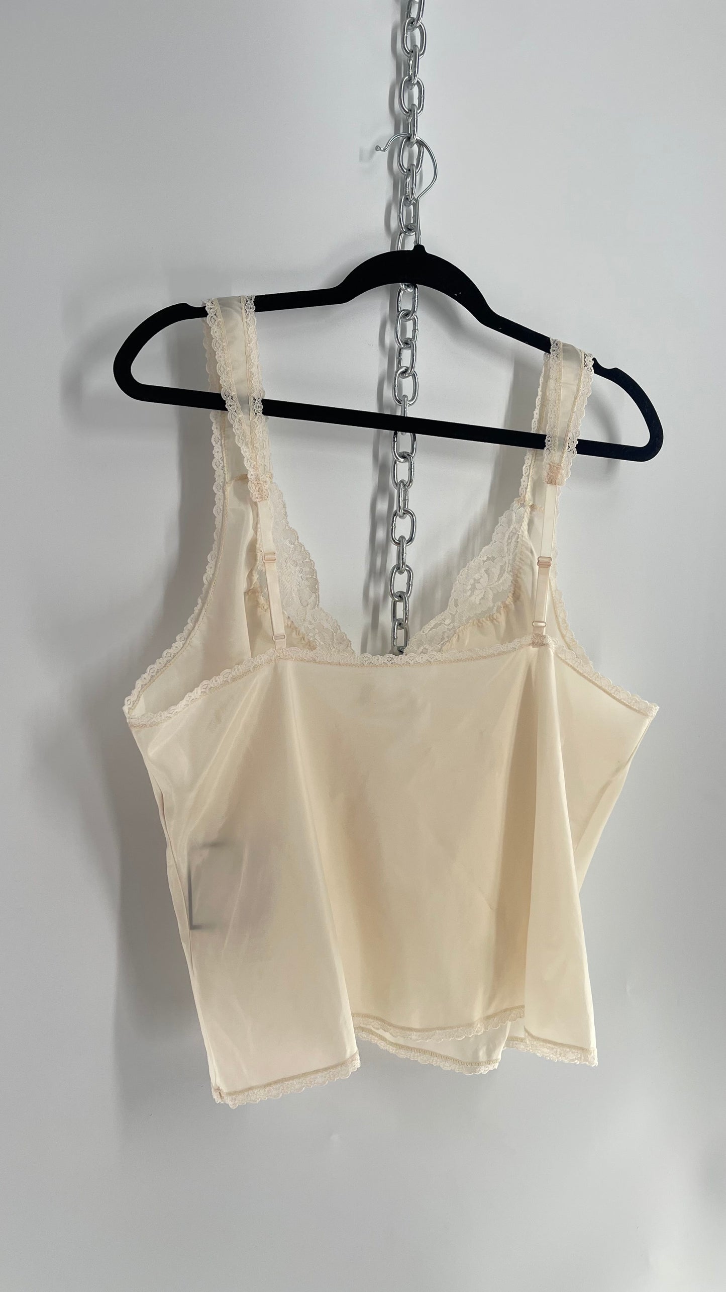 Vintage Lady Barbizon Waist Crop Lace Trim Tank (XL)