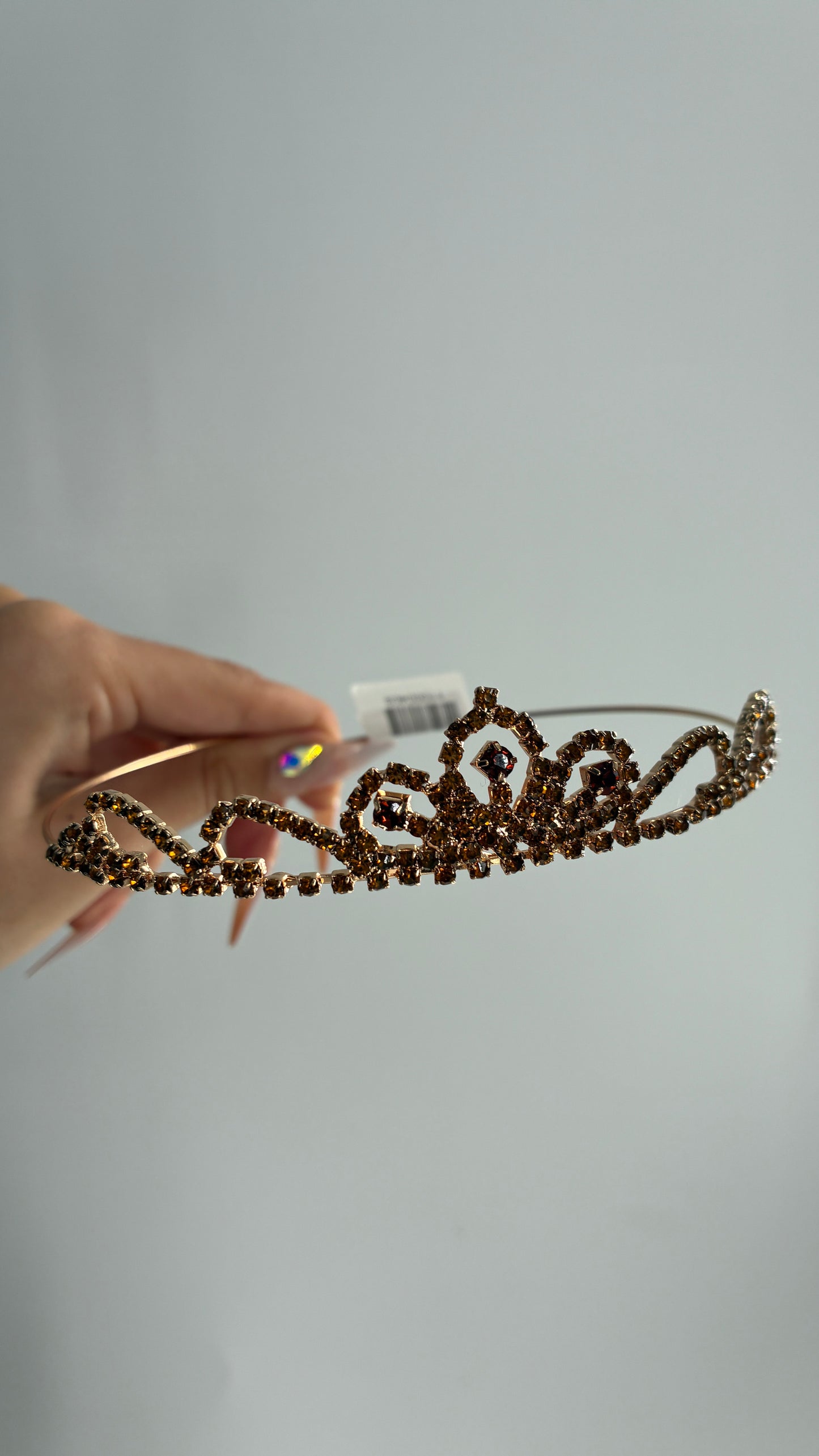 Free People Gold Burgundy Rhinestone Tiara Headband