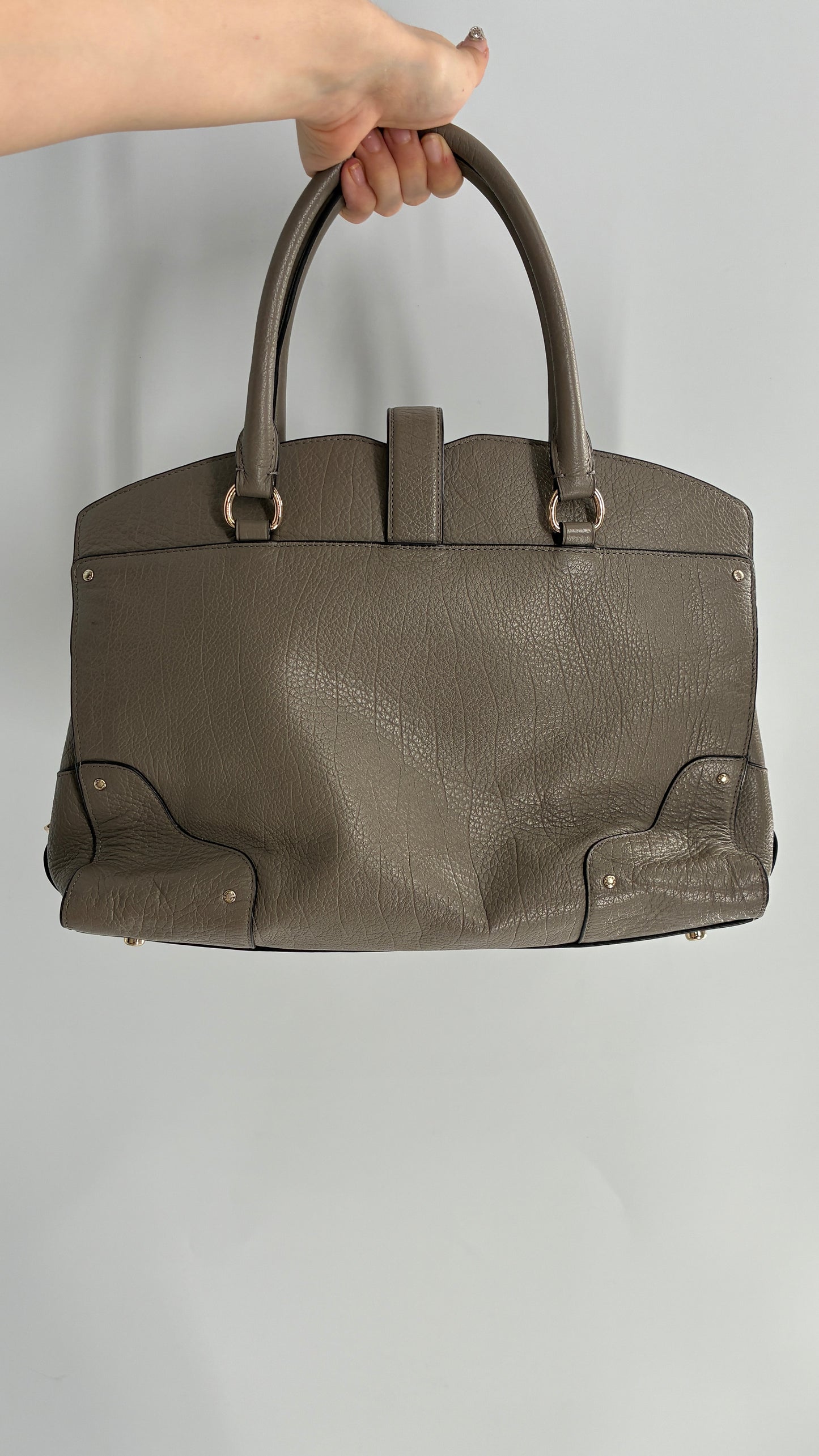 COACH Mercer Satchel 30in Grain Taupe Leather Bag with Multiple Sections and Pockets