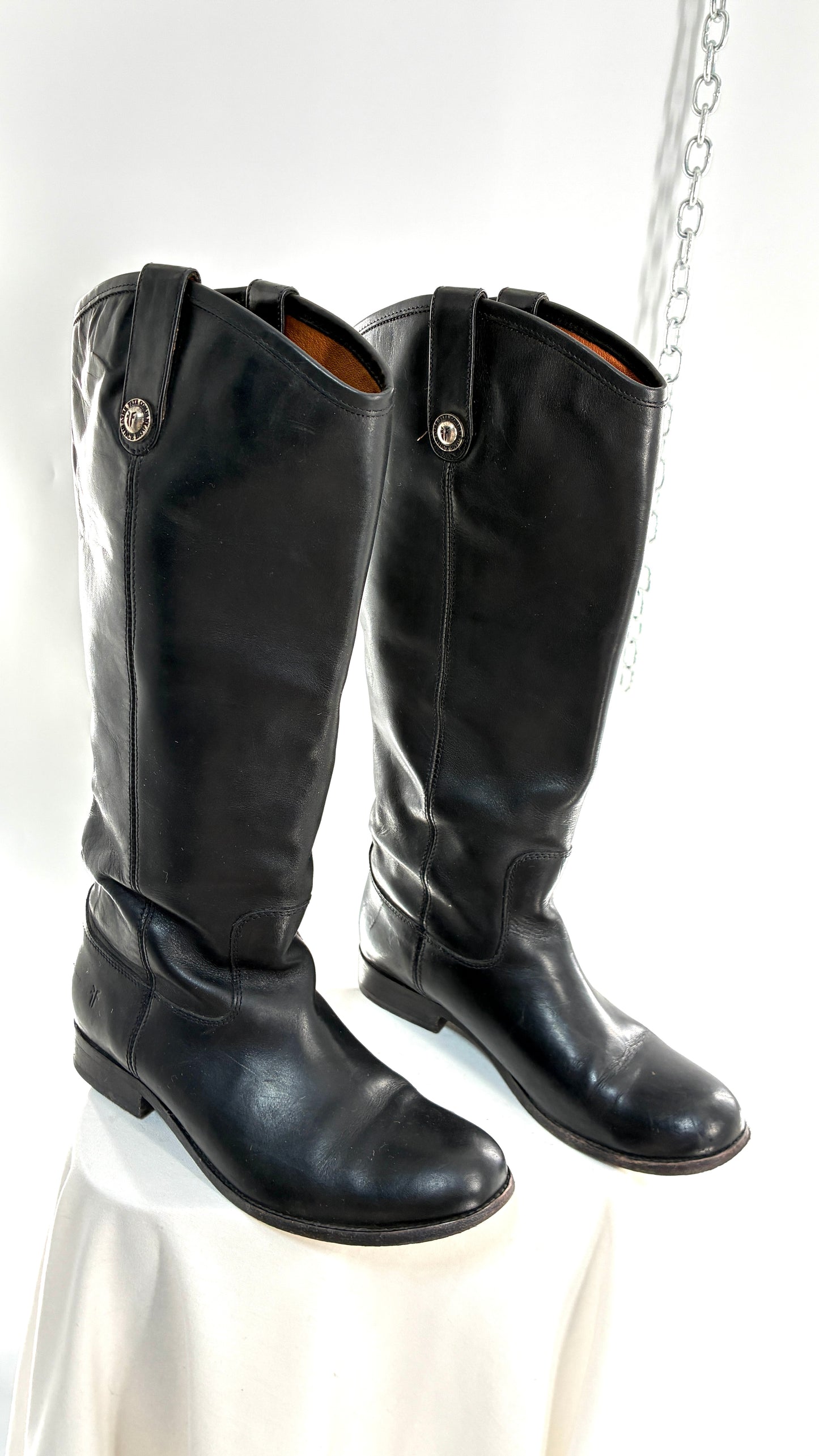 Vintage FRYE Melissa Tall Black Genuine Leather Boots Made in Mexico (8)