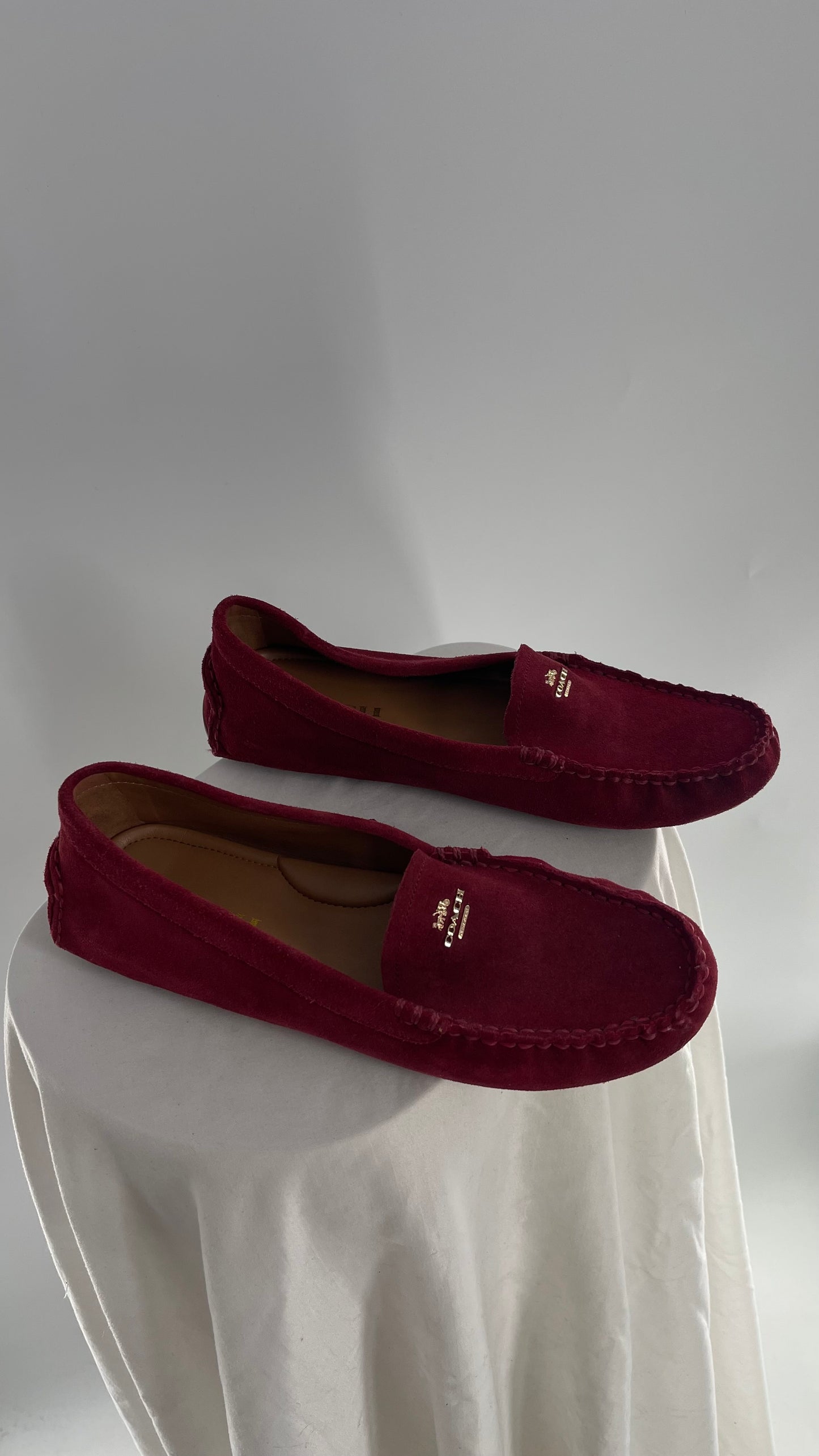 Vintage COACH Raspberry Red Suede Leather Loafer (8)