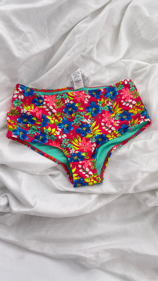 Hollister Red Tropical Mid Rise Cheeky Swim Bottoms (S)