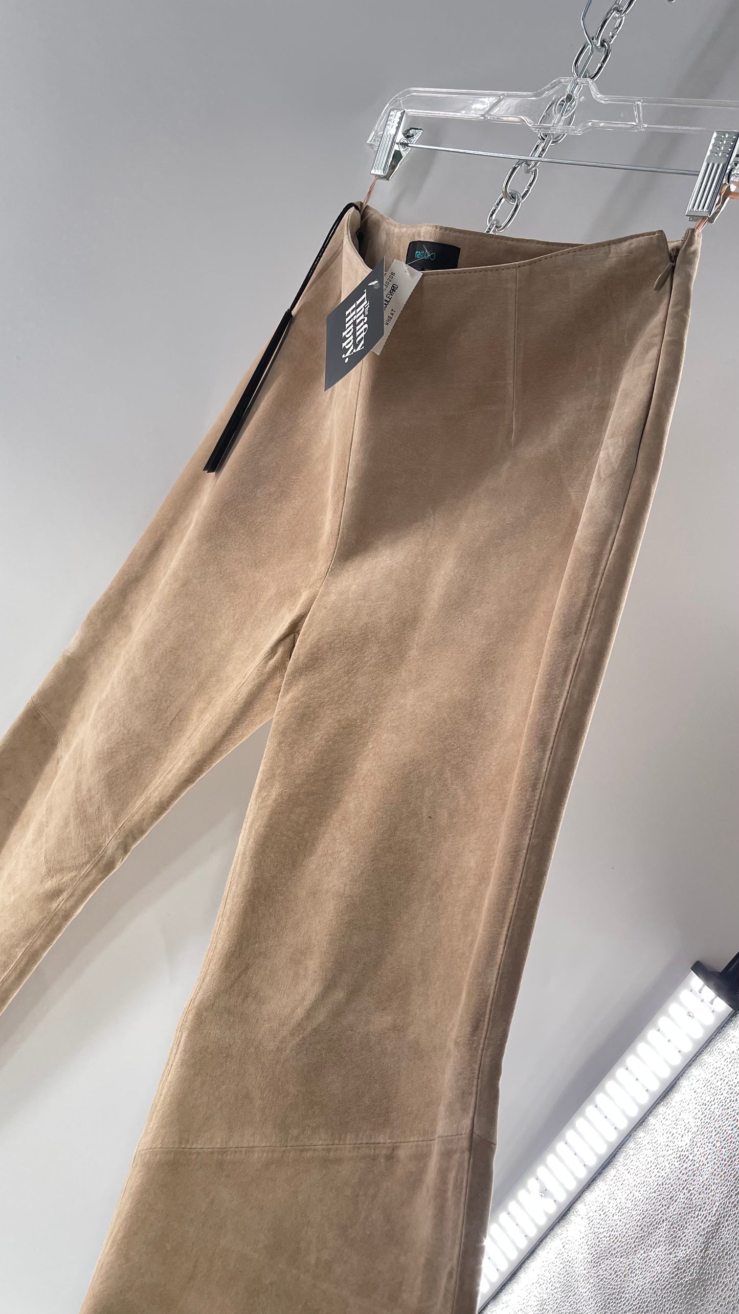 Deadstock Vintage Slouchy SienaStudio Oatmeal Tan Suede Pants (8)