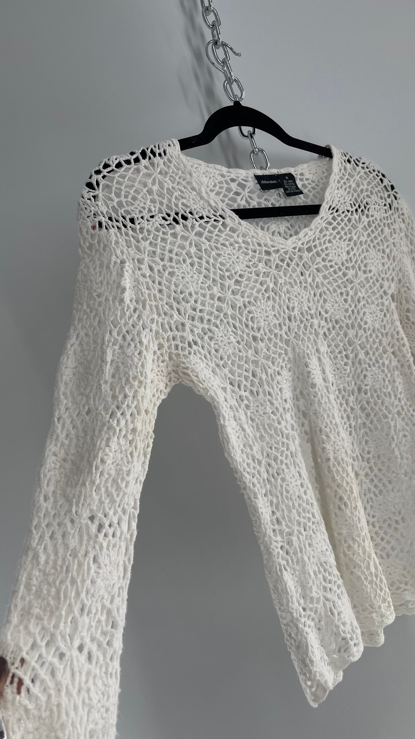 Vintage Crochet Long Sleeve Top (Medium)