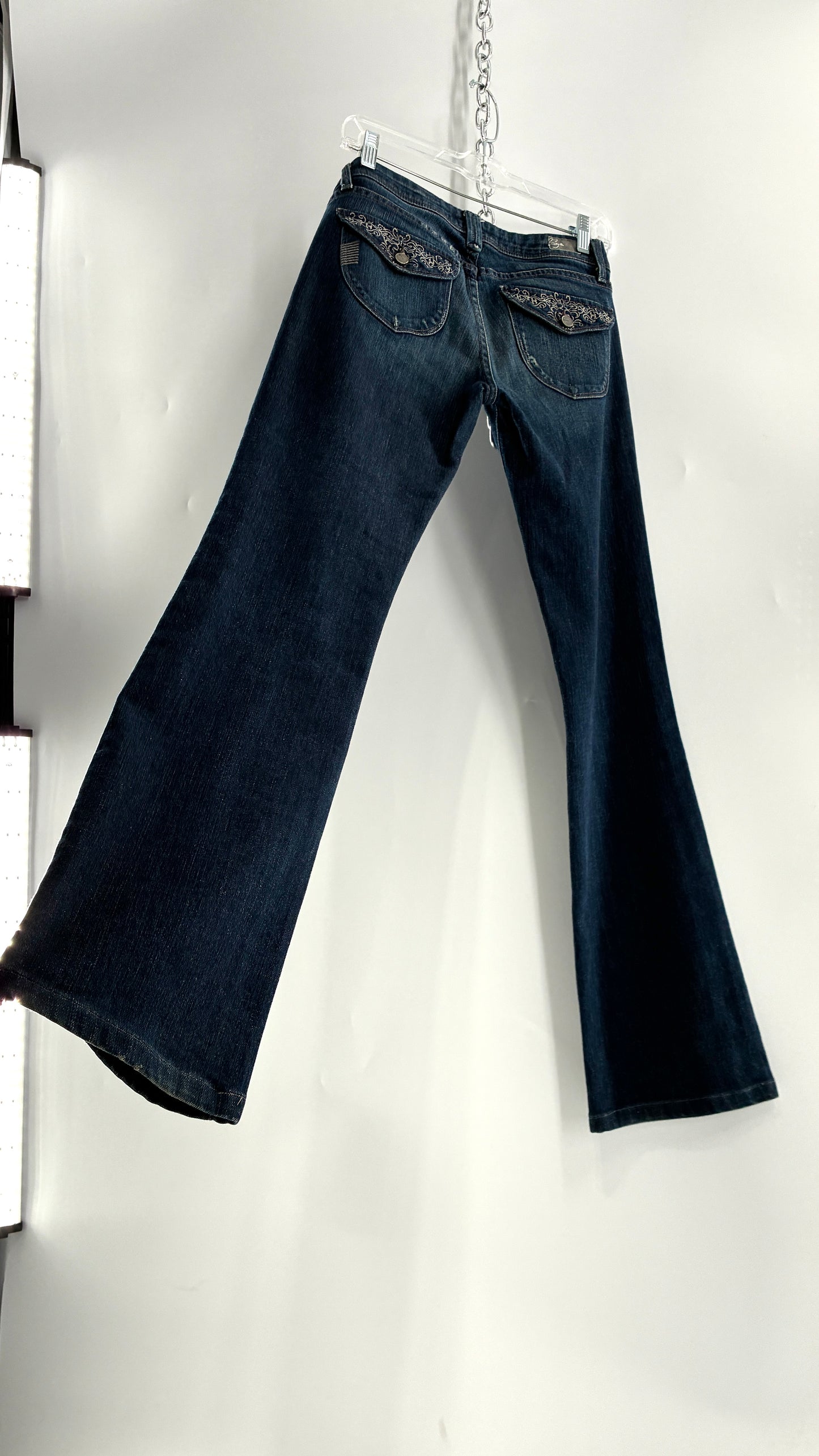 Vintage PAIGE Kick Flare Jeans with Embroidered Pockets (27)