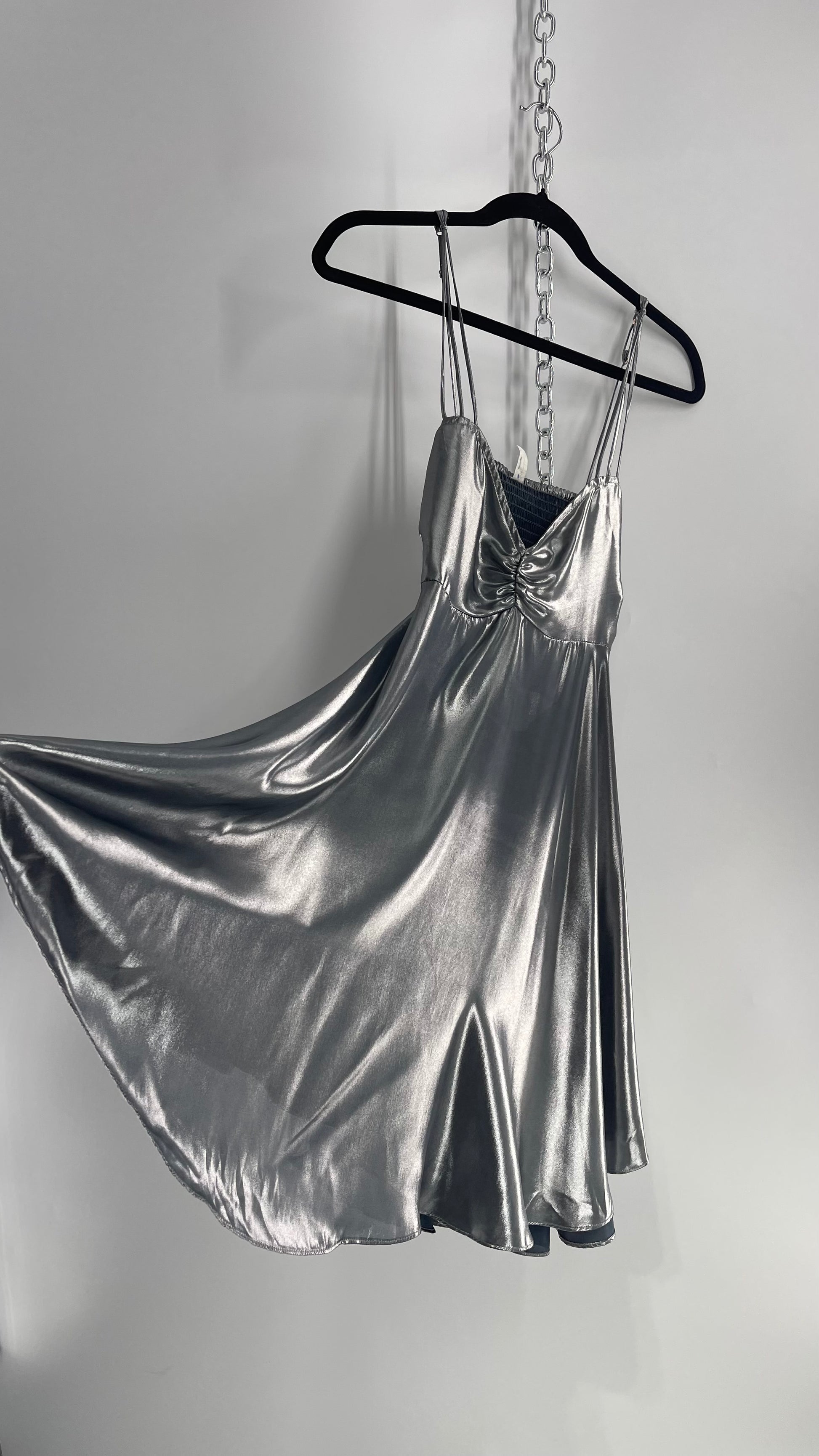Intimately Free People Liquid Metal Silver Backless Dress (XS) Intimately Free People Liquid Metal Silver Backless Dress (XS)