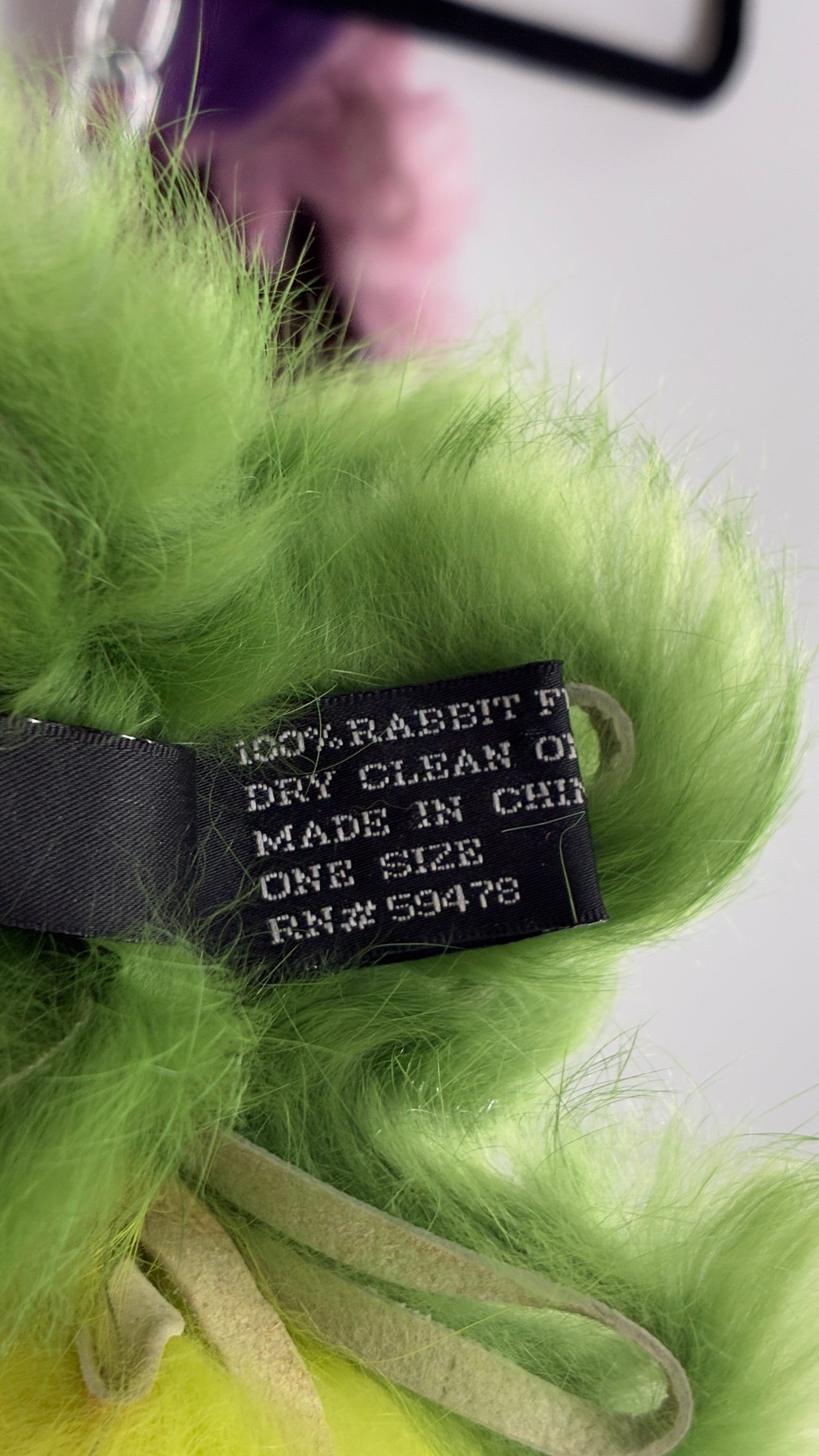 Vintage Multicolored Brown Purple Green Rabbit Fur Scarf