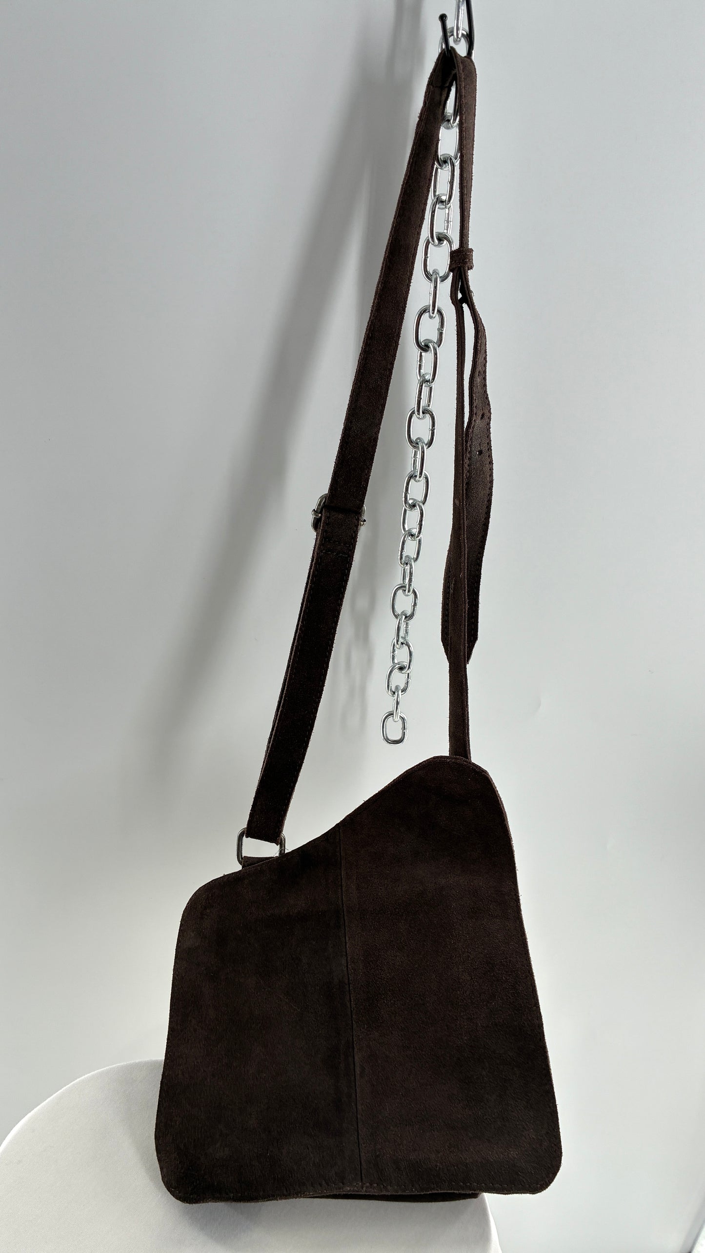 Free People Brown Suede Leather Crossbody Pouch Purse