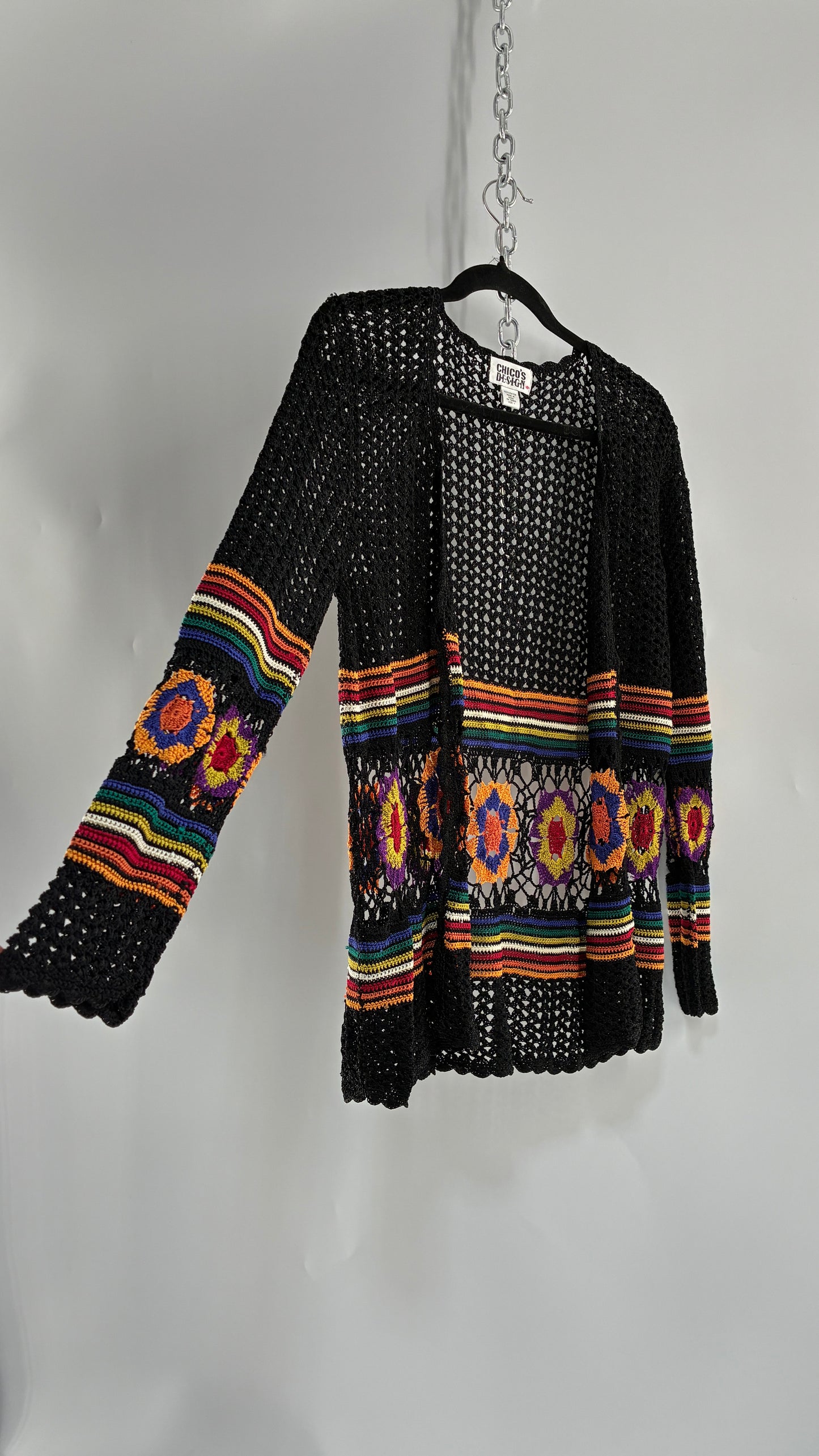 Vintage CHICO’S DESIGN Crochet Black and Multicolored Pattern (1)