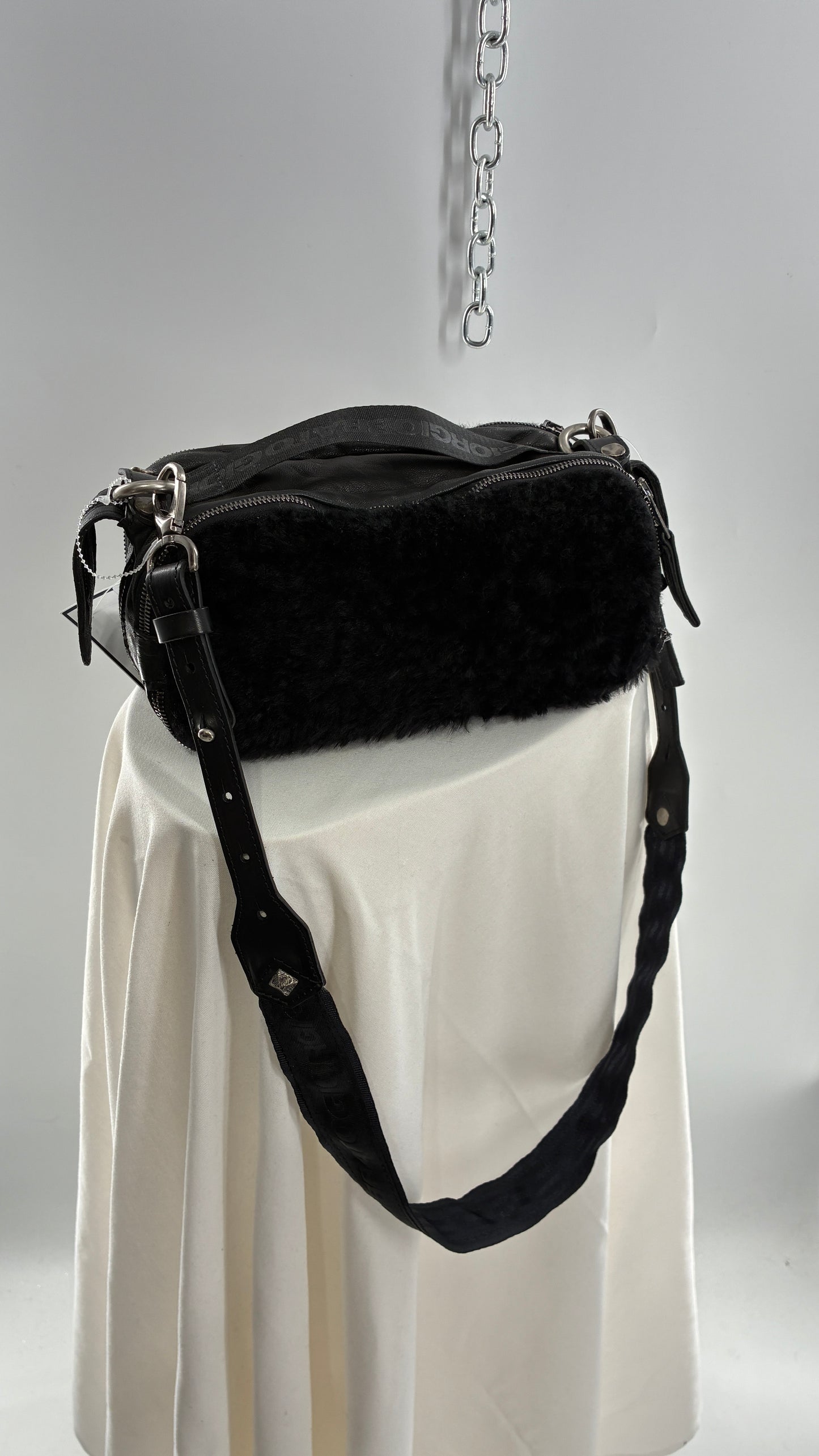 GIORGIO BRATO Black Lamb Leather Convertible Shoulder Bag and Backpack