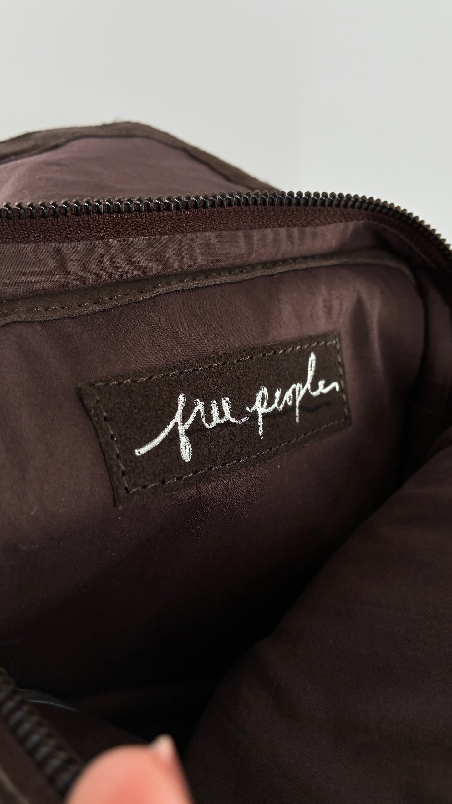 Free People Brown Suede Leather Crossbody Pouch Purse