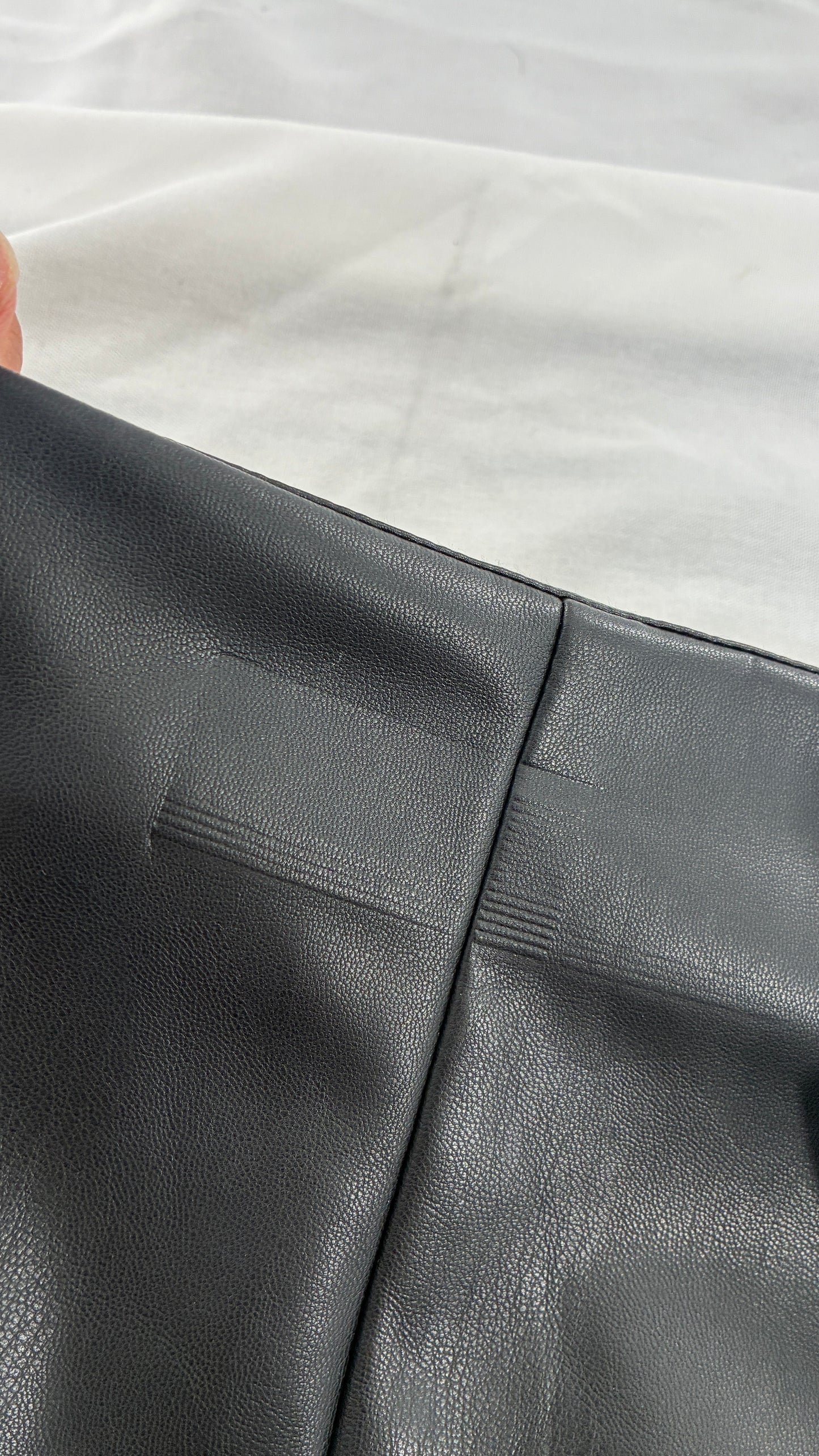 FASHION NOVA Vegan Leather Black Pleated Mini Skirt with Studded Belt and Tags Attached (Medium)