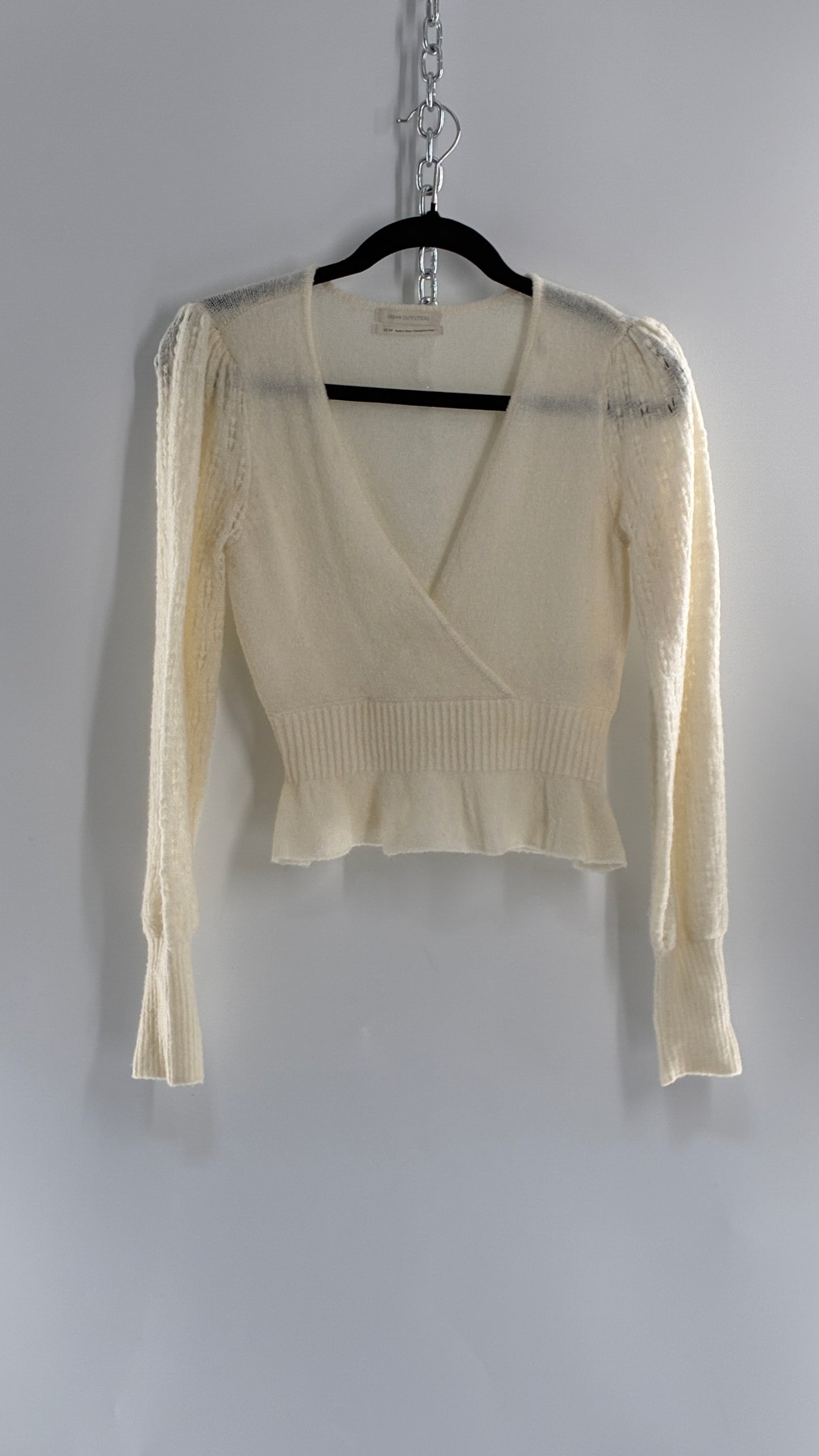 Urban Outfitters Ballerina Cross Over Bubble Sleeve Knit Top (XS)