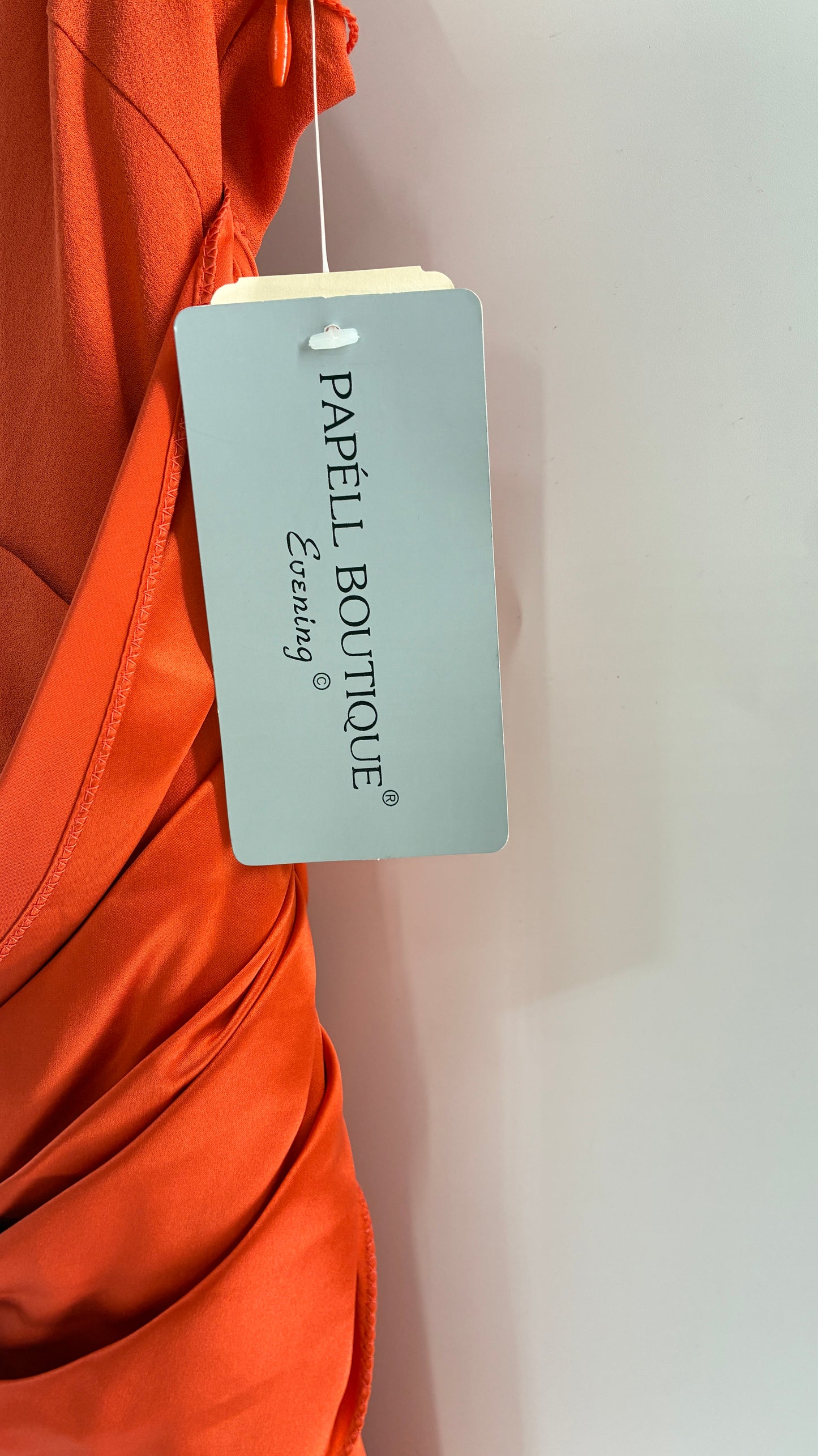 Deadstock Vintage PAPELL BOUTIQUE 100% Silk Tangerine Midi Dress with Ruched Bodice (12)