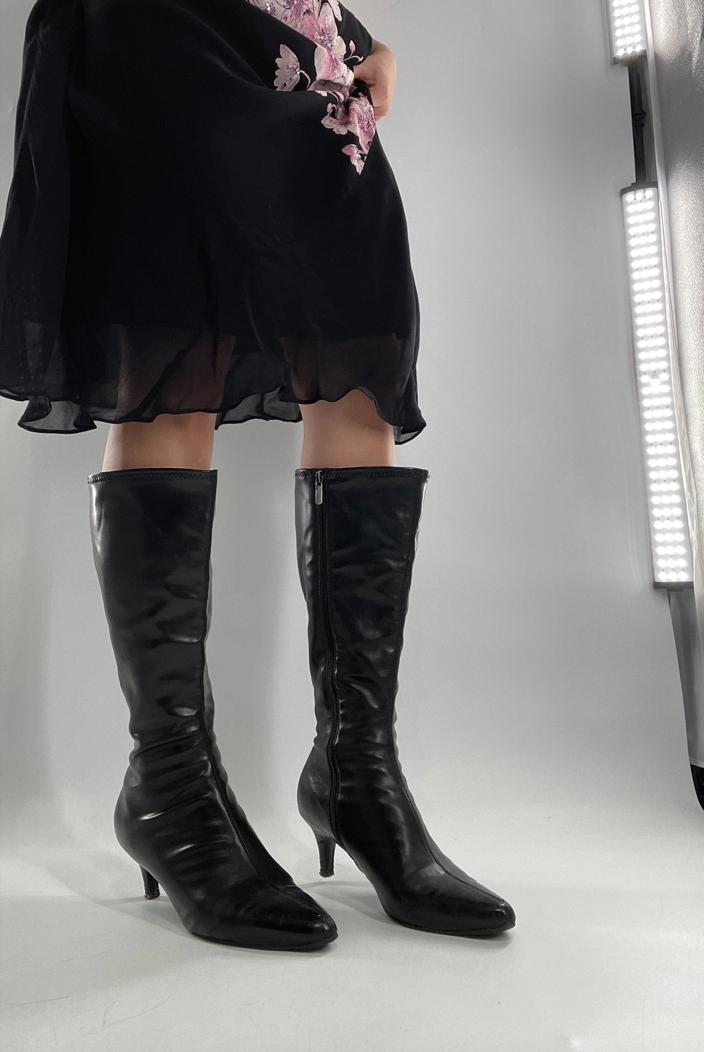 Vintage Kitten Heel Knee High Boots